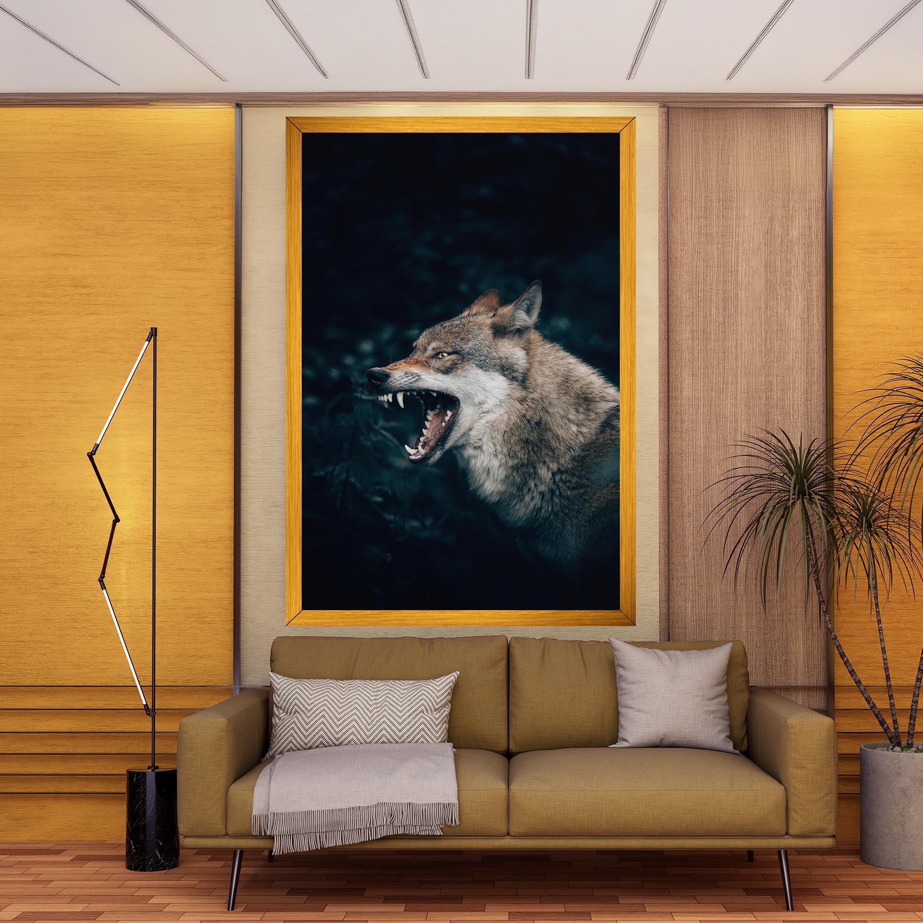 Obraz na Płótnie Angry Wolf In The Forest mockup 9