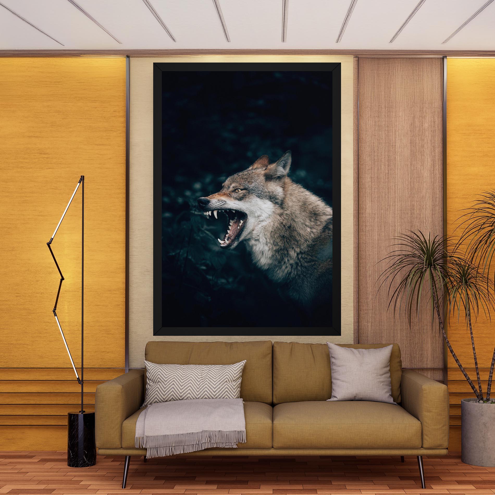 Obraz na Płótnie Angry Wolf In The Forest mockup 9