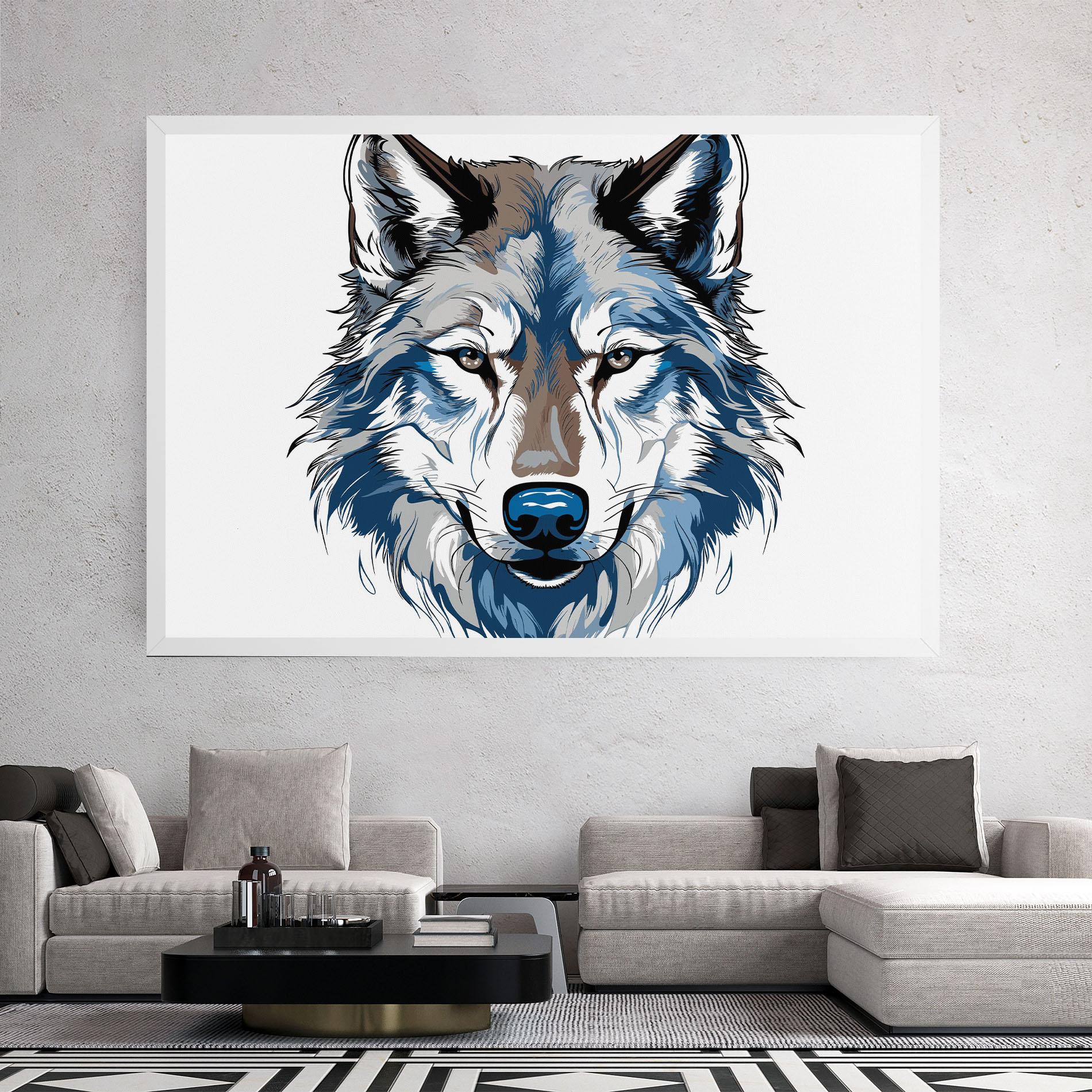 Obraz na Płótnie Blue Wolf Head mockup 2