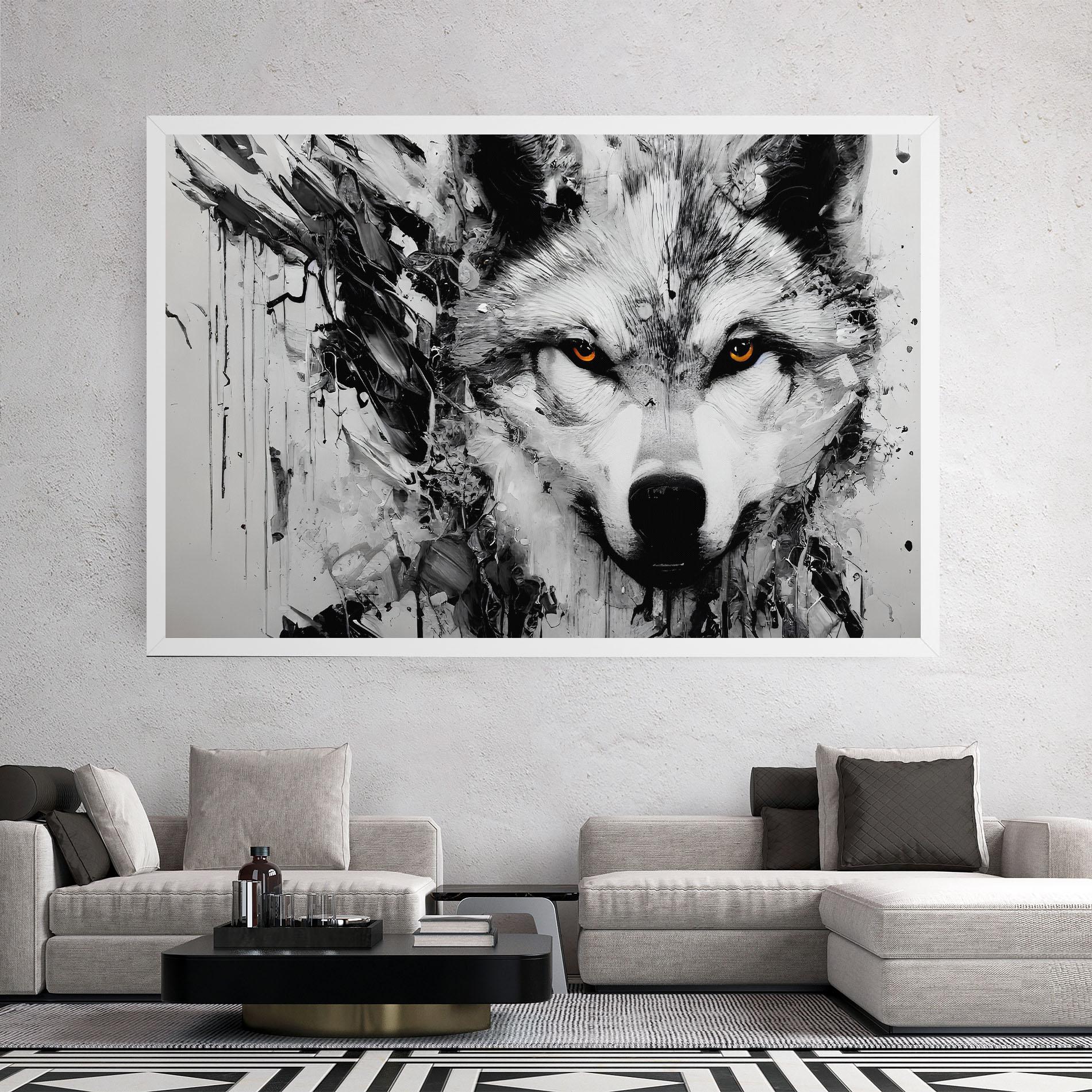 Obraz na Płótnie Grey Wolf Portrait mockup 2