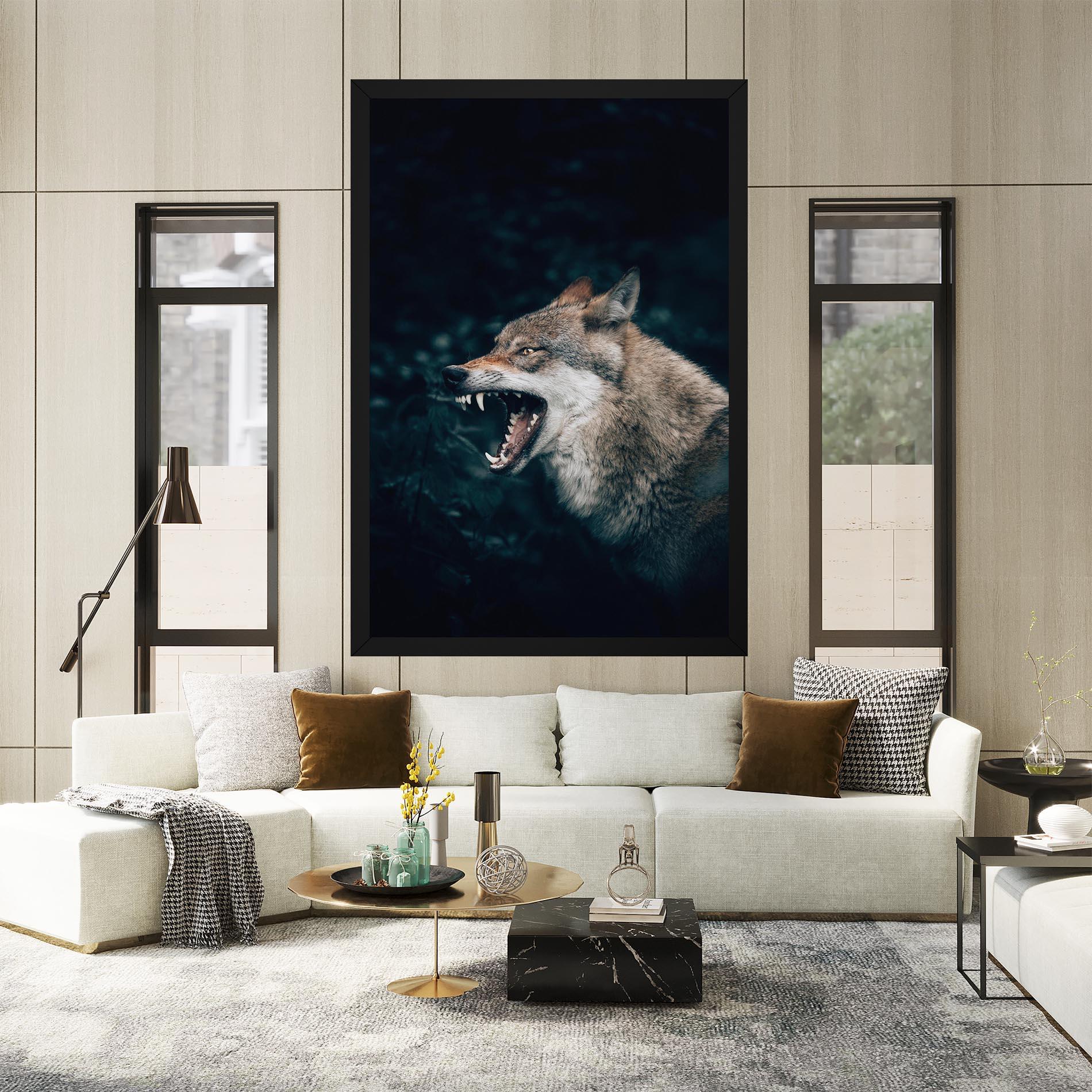 Obraz na Płótnie Angry Wolf In The Forest mockup 2