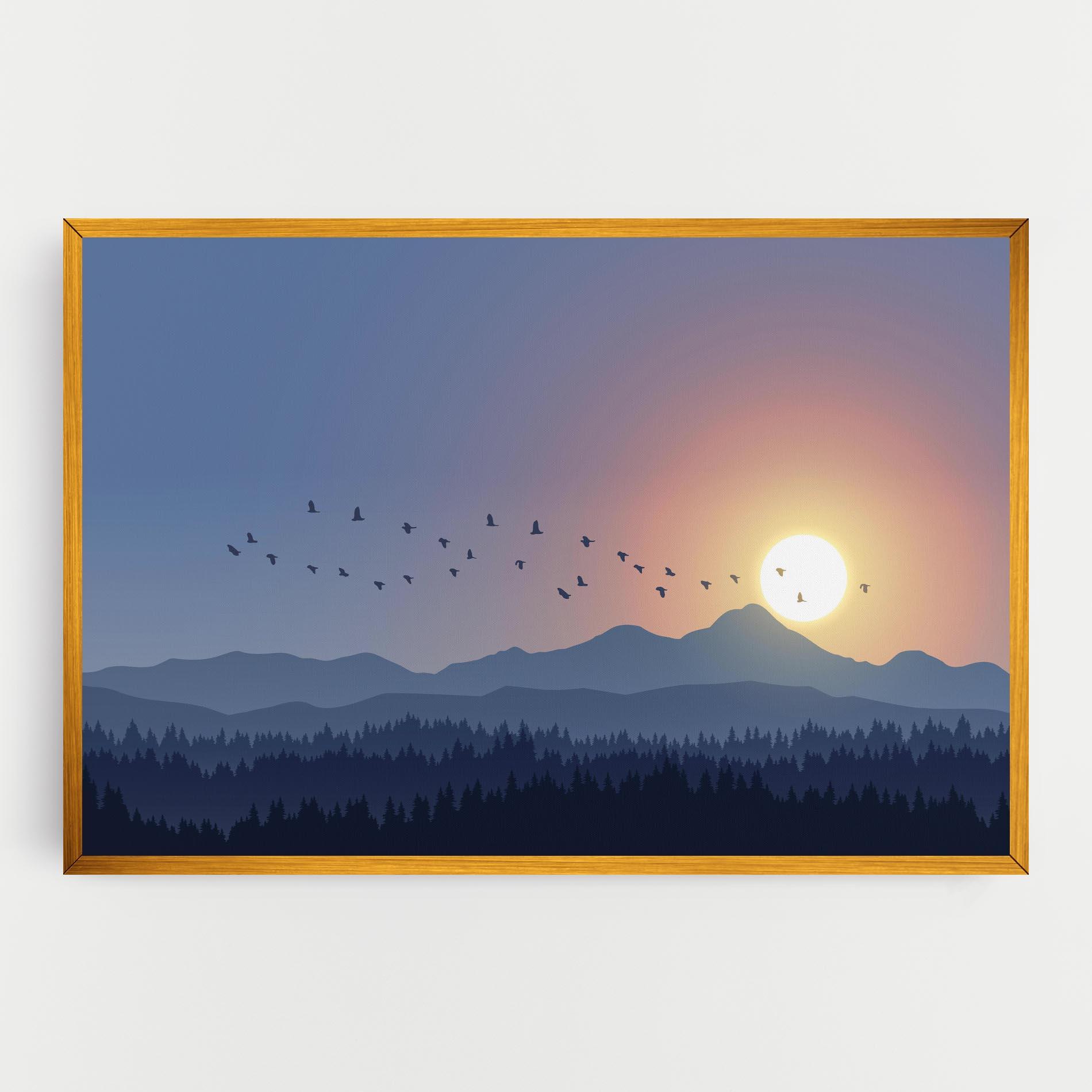 Obraz na Płótnie Sunset Birds View mockup 0