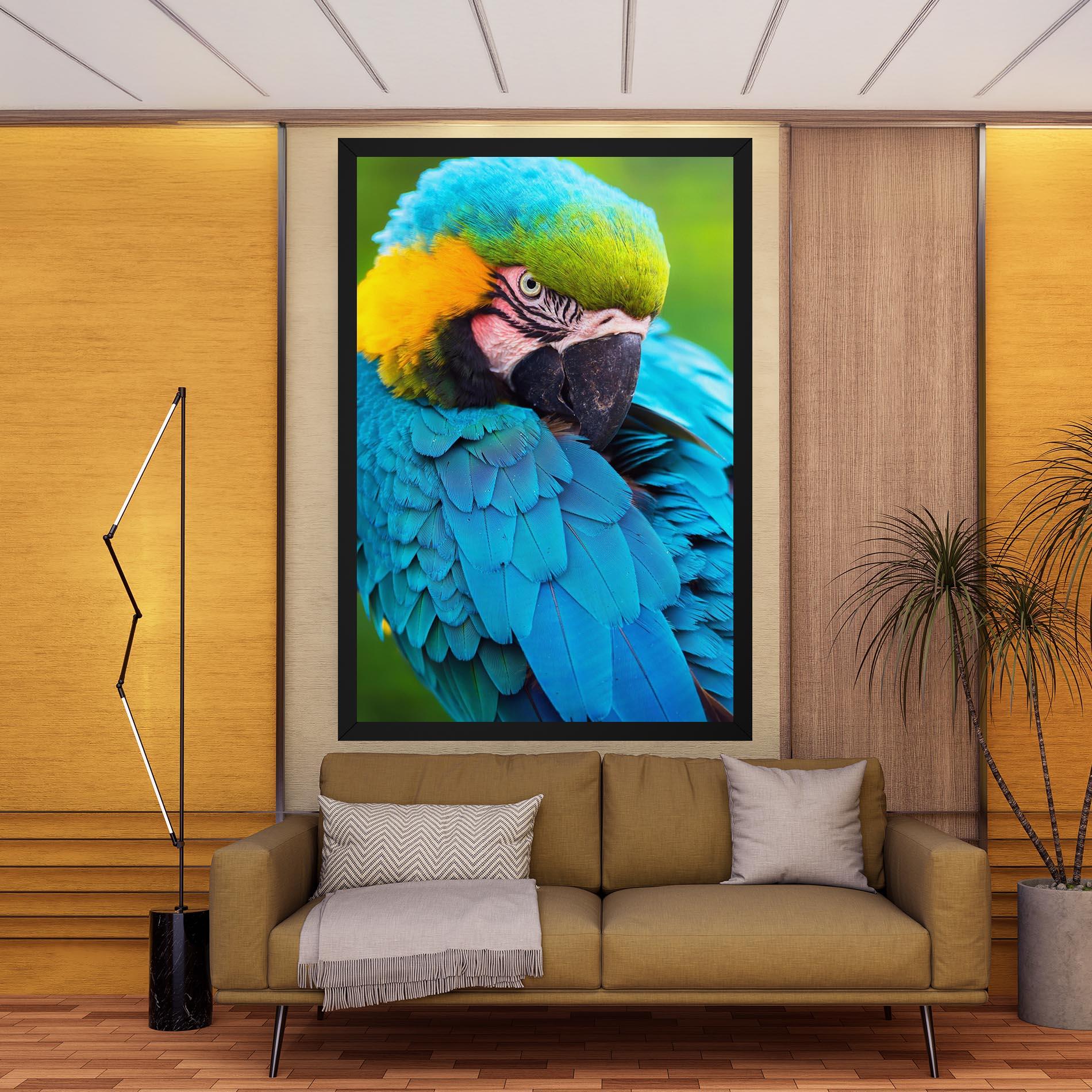 Obraz na Płótnie Blue Parrot mockup 9