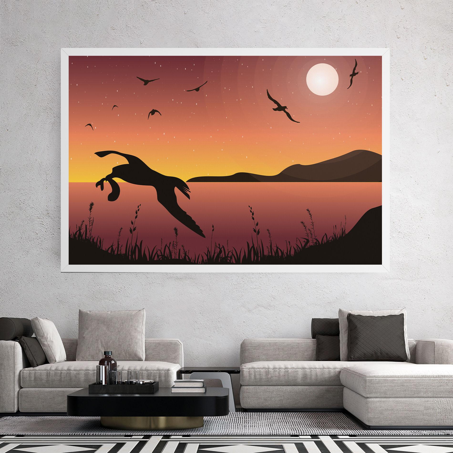 Obraz na Płótnie Birds Fishing mockup 2