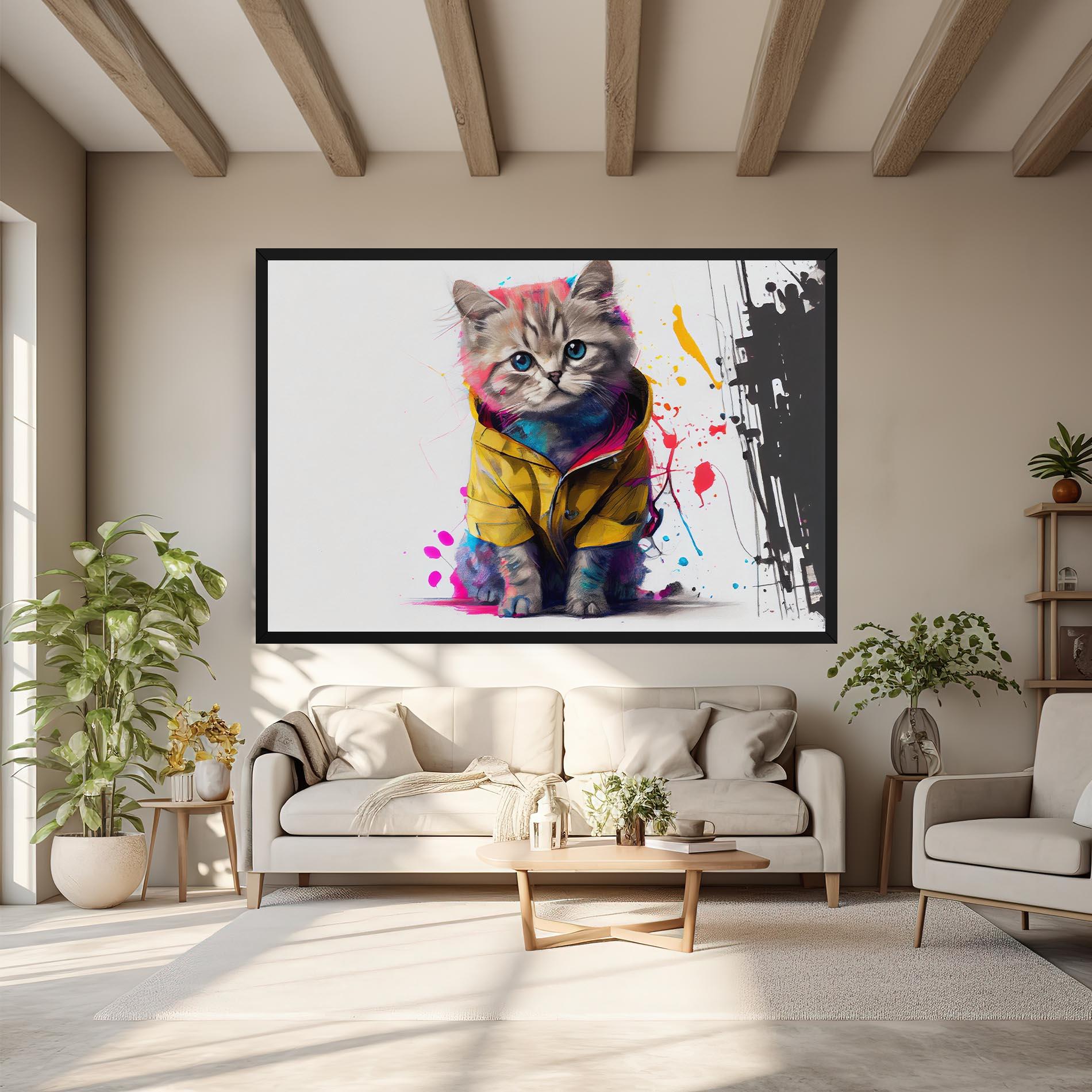 Obraz na Płótnie Fluffy Kitten With Clothes mockup 6