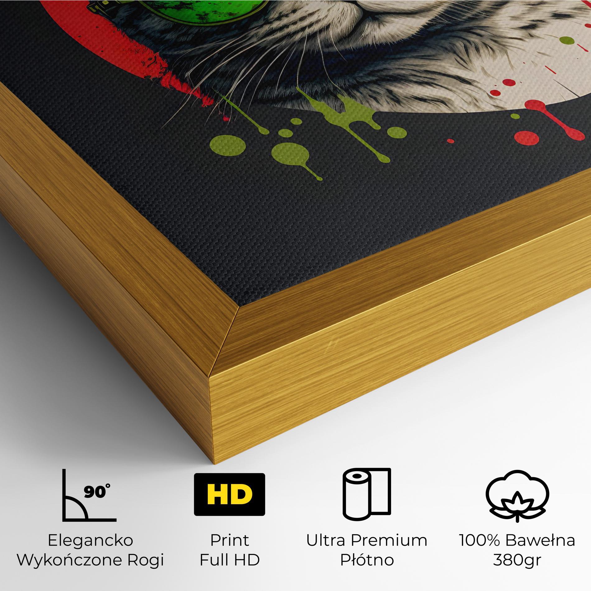 Obraz na Płótnie Green Red Glasses Cat mockup 4