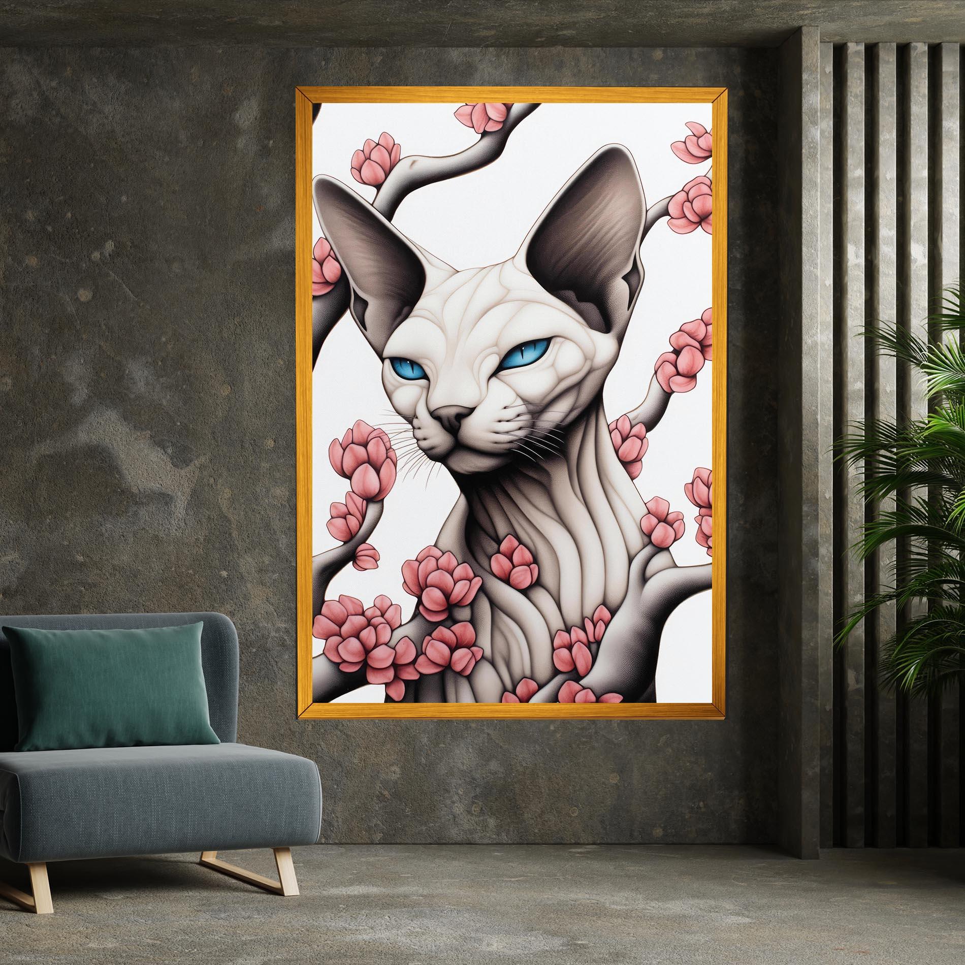 Obraz na Płótnie Blue Eyes Cat Drawing mockup 7