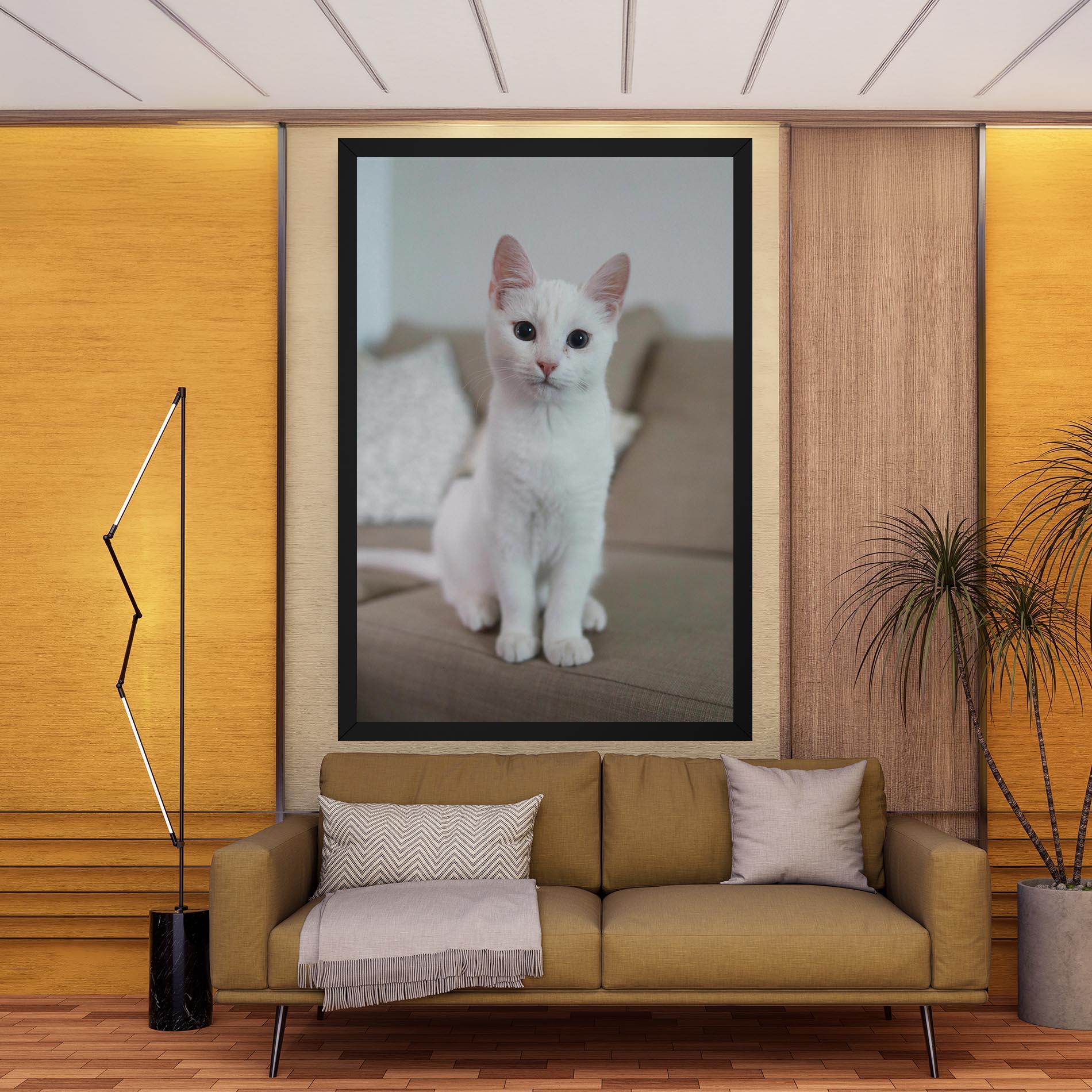 Obraz na Płótnie Beautiful White Cat mockup 9