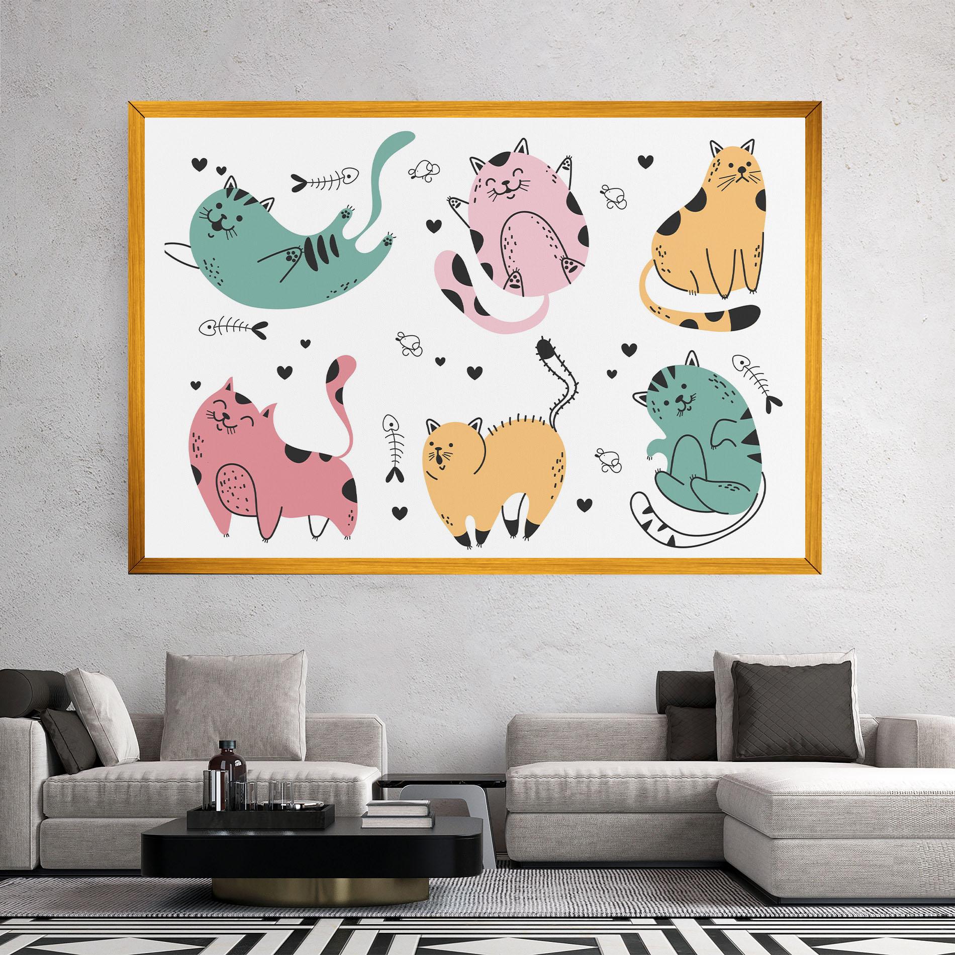 Obraz na Płótnie Doodle Cat mockup 2