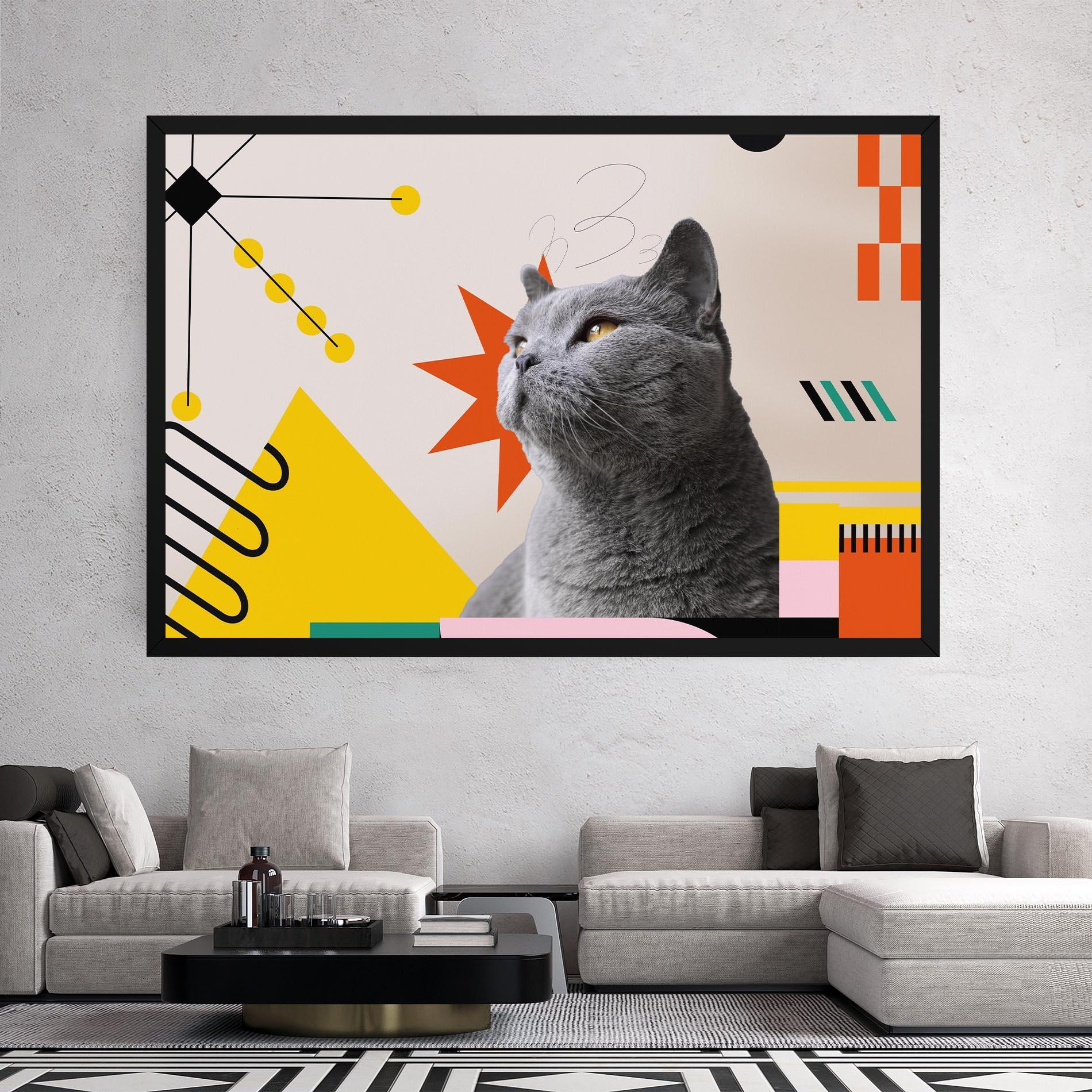 Obraz na Płótnie Colorful Graphic Cat mockup 2