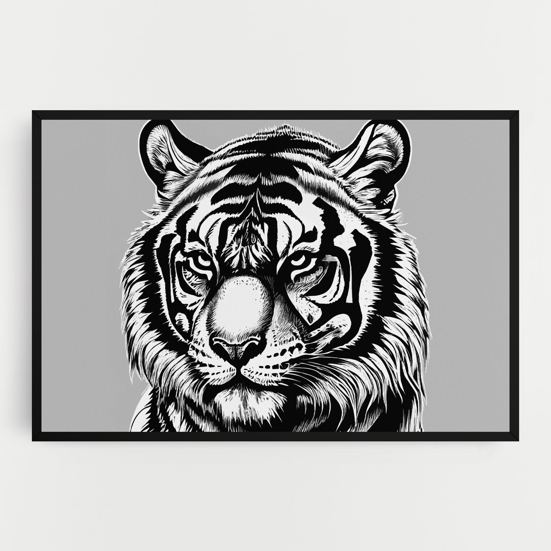 Obraz na Płótnie White Tiger Grey mockup 0