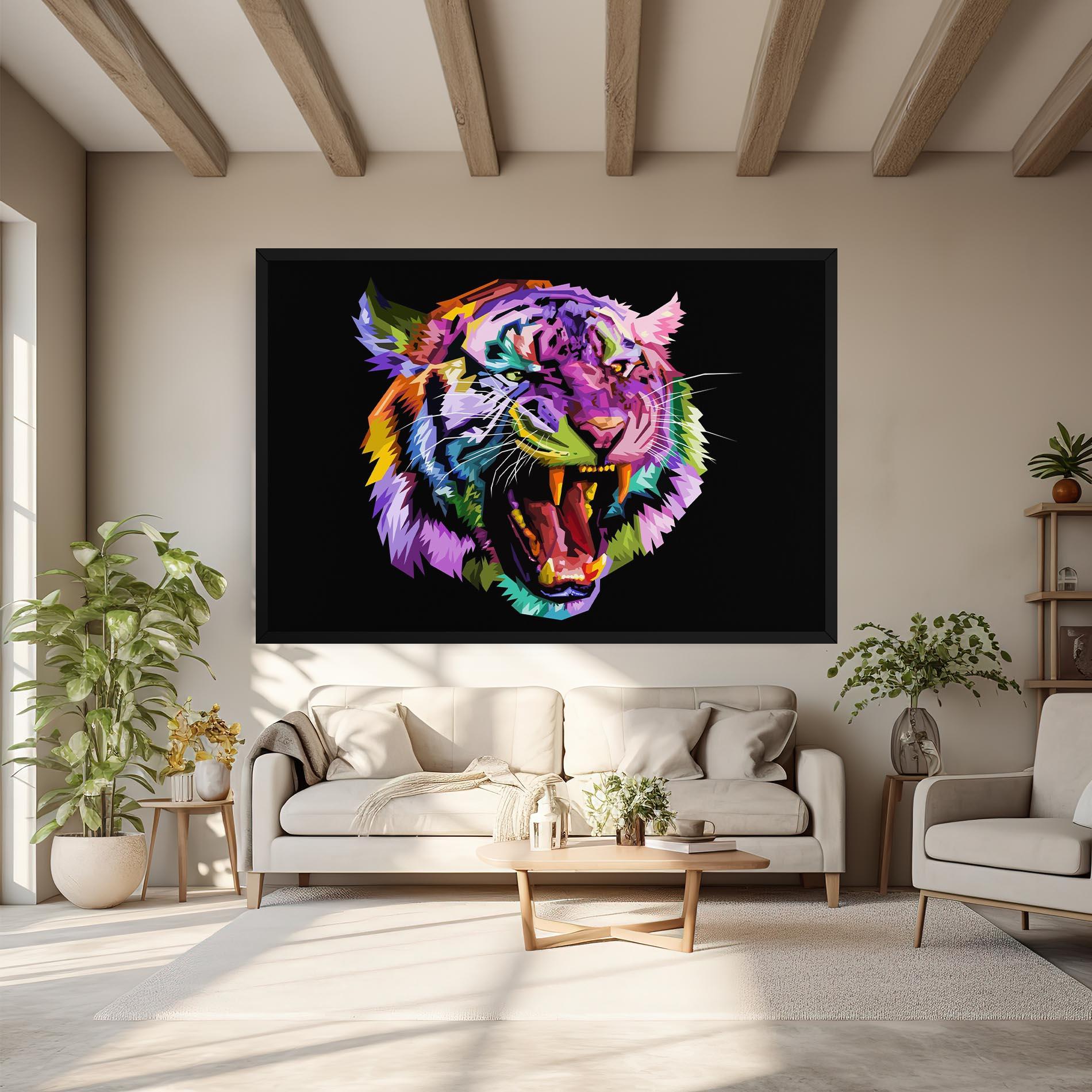 Obraz na Płótnie Tiger On Black mockup 6