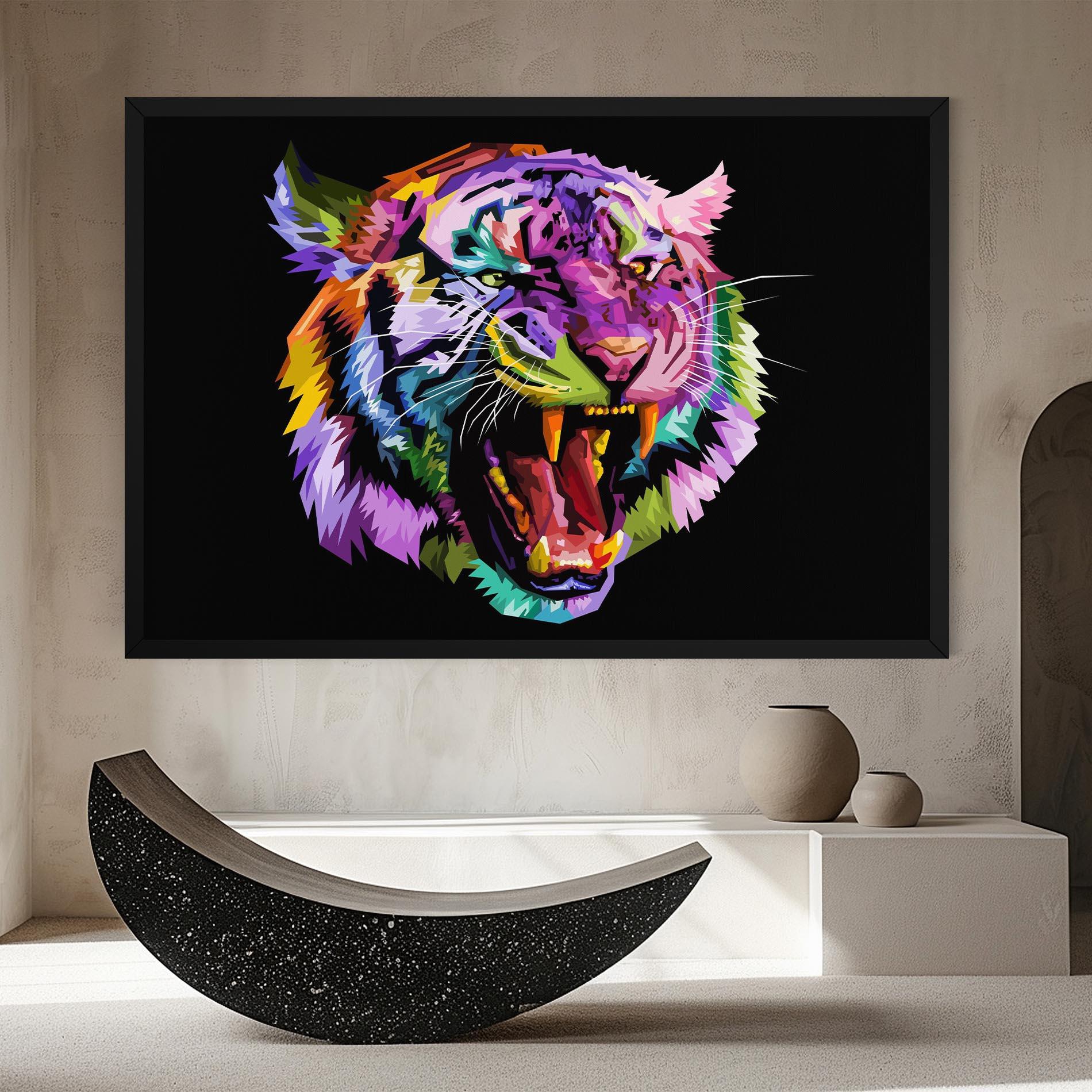 Obraz na Płótnie Tiger On Black mockup 8