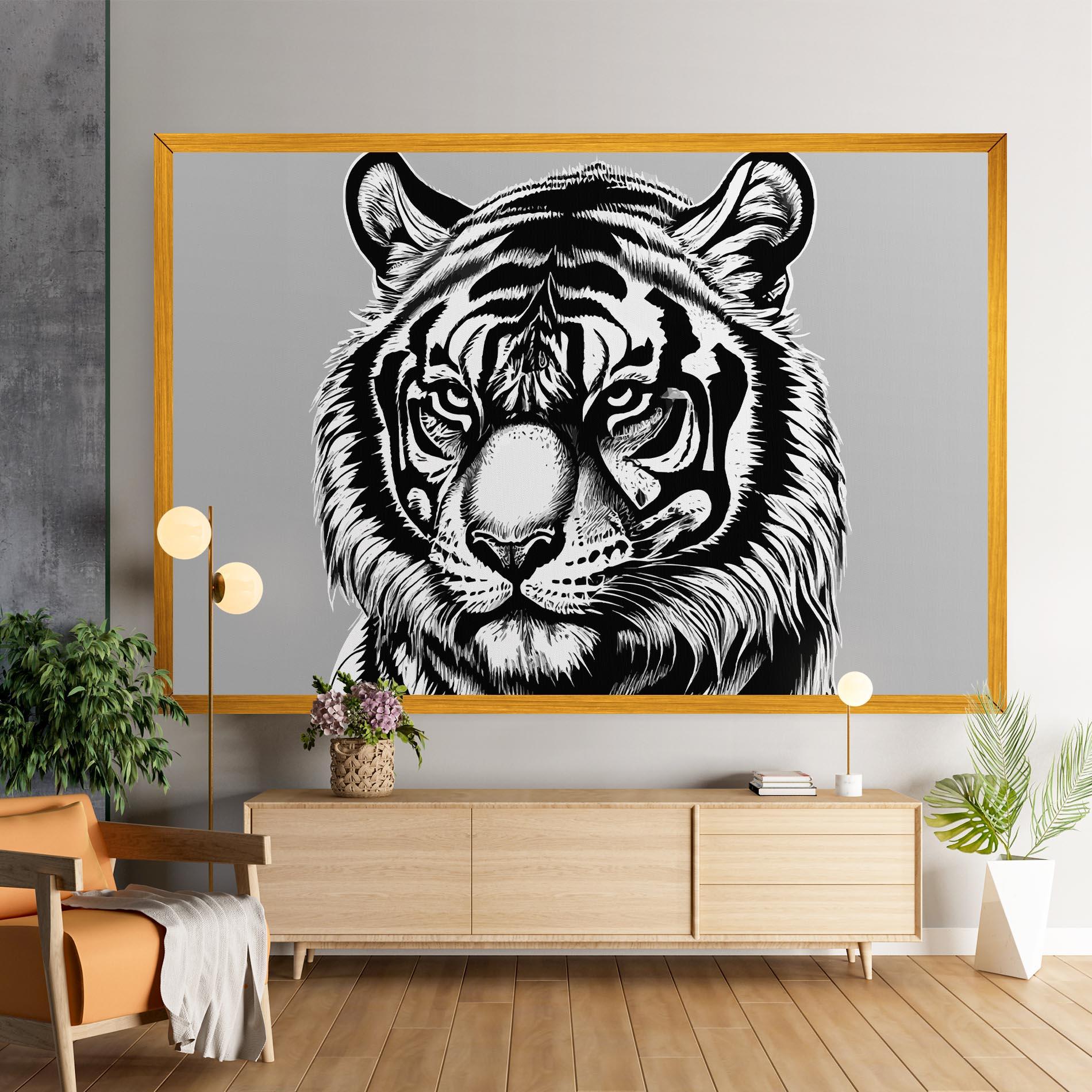Obraz na Płótnie White Tiger Grey mockup 9