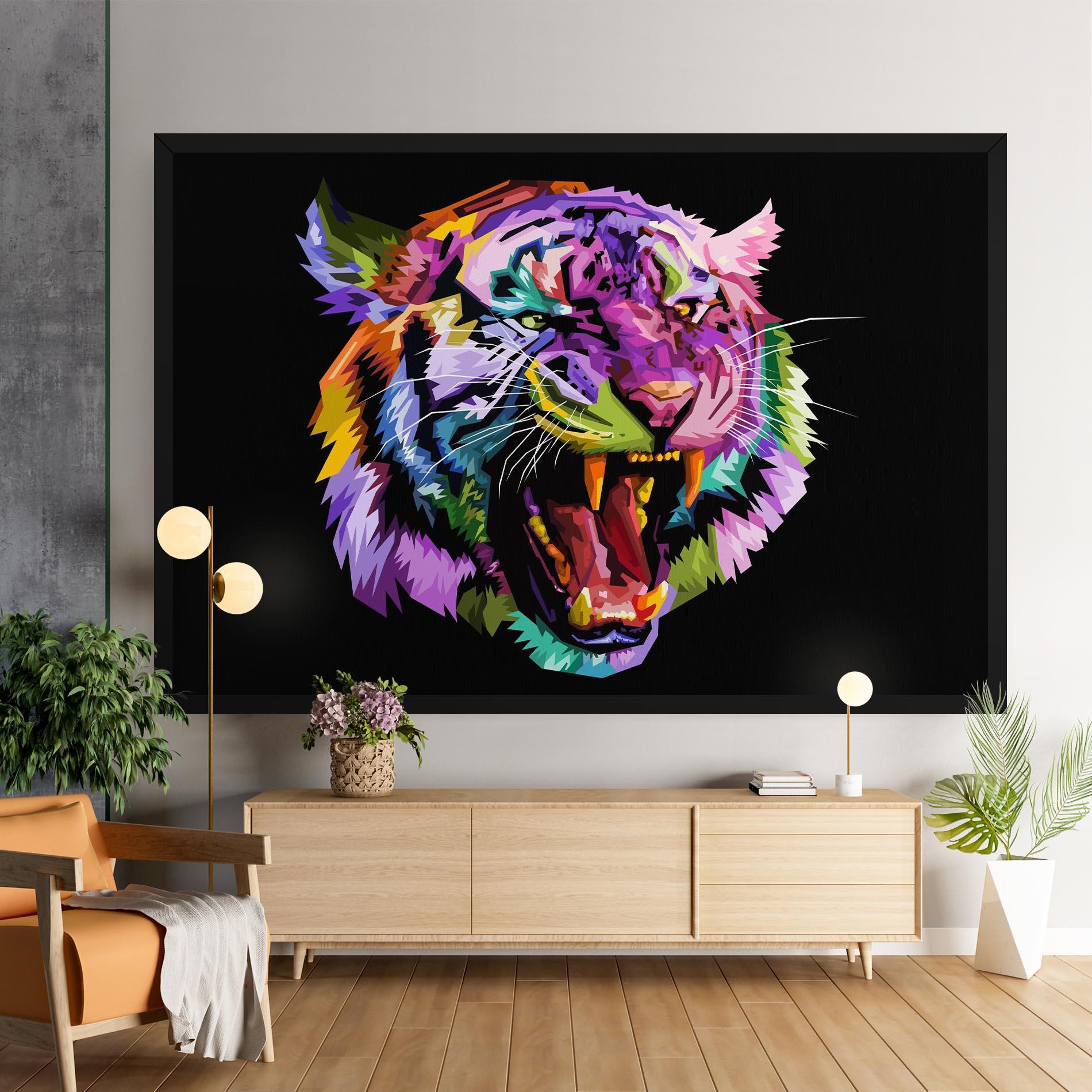 Obraz na Płótnie Tiger On Black mockup 9