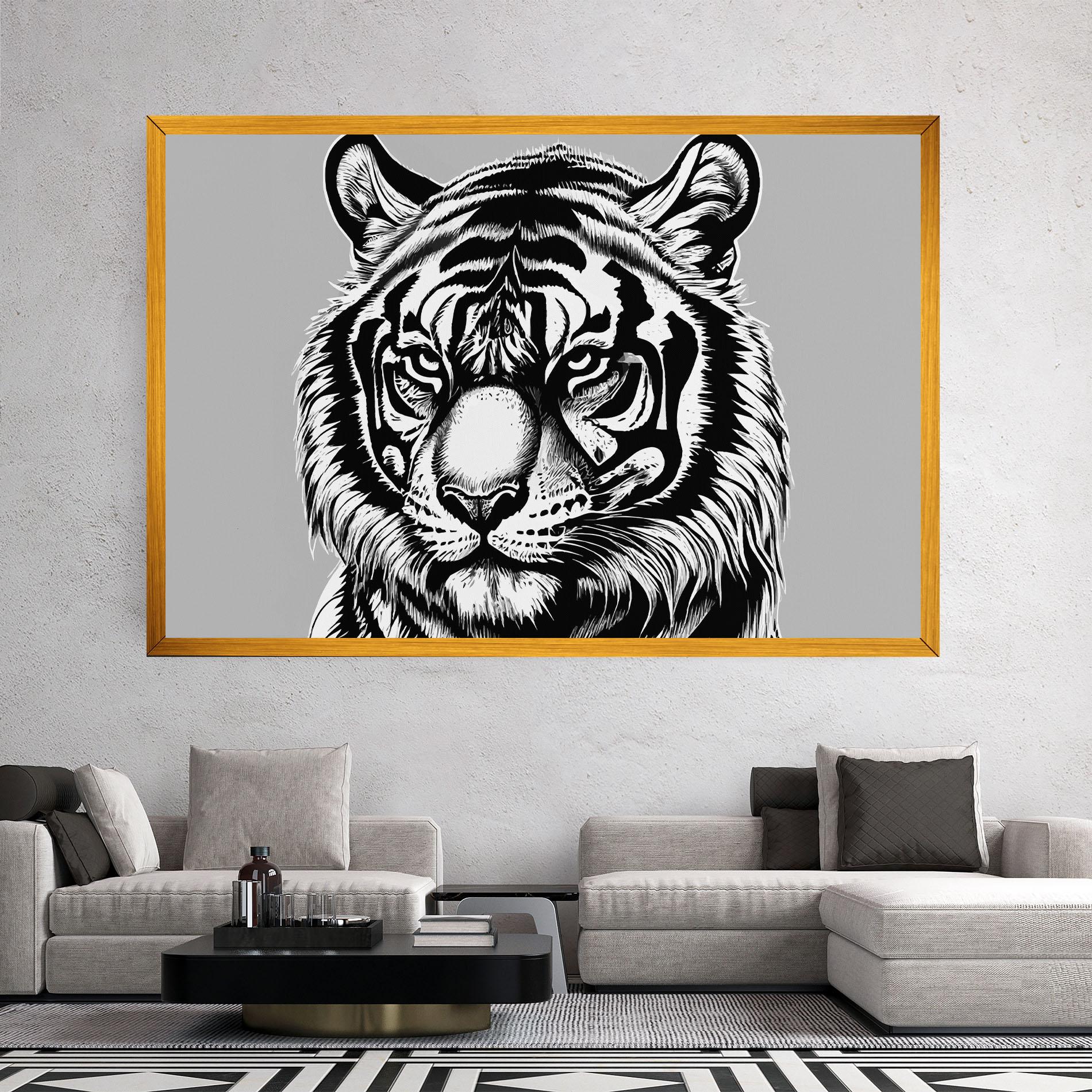 Obraz na Płótnie White Tiger Grey mockup 2