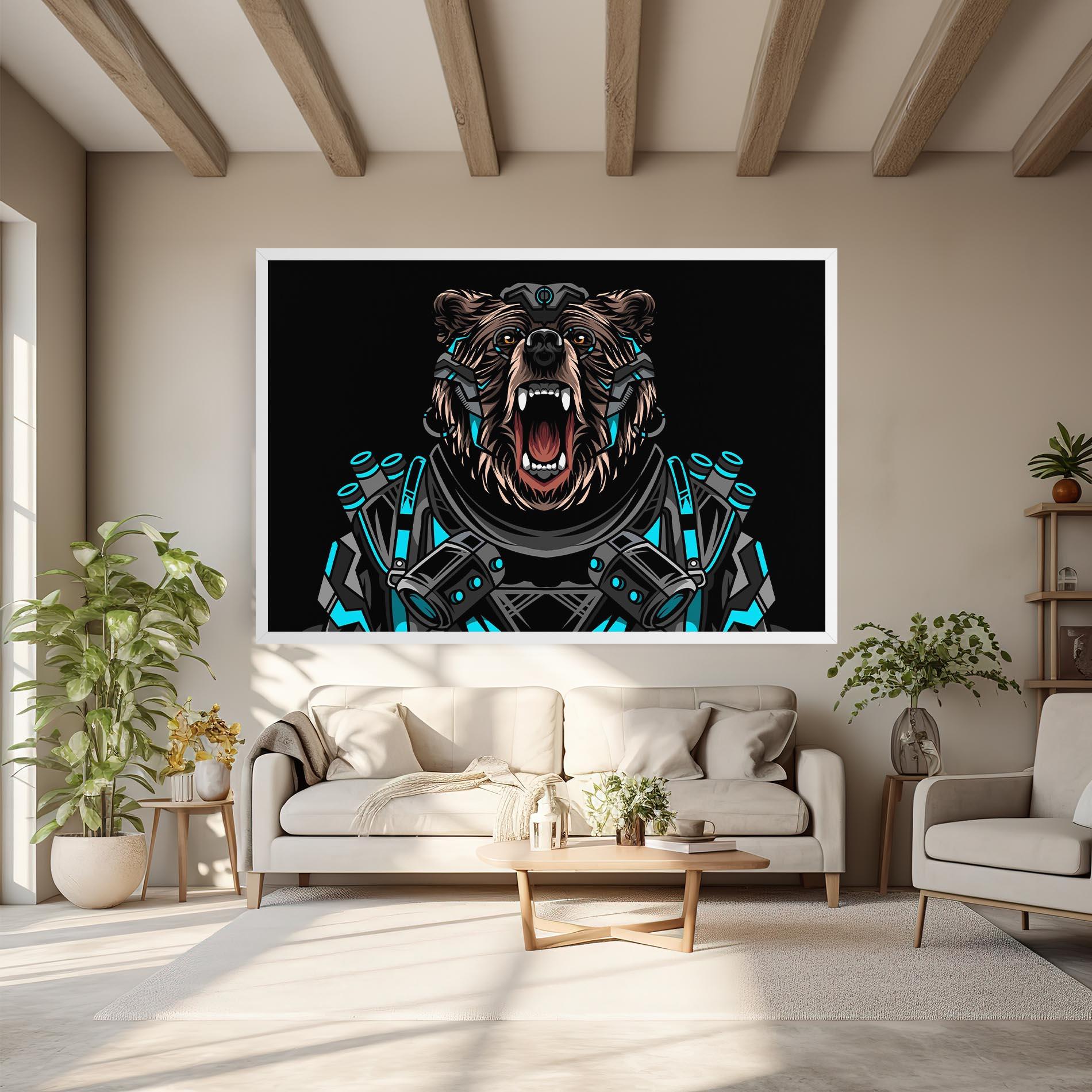 Obraz na Płótnie Black Cyborg Bear mockup 6