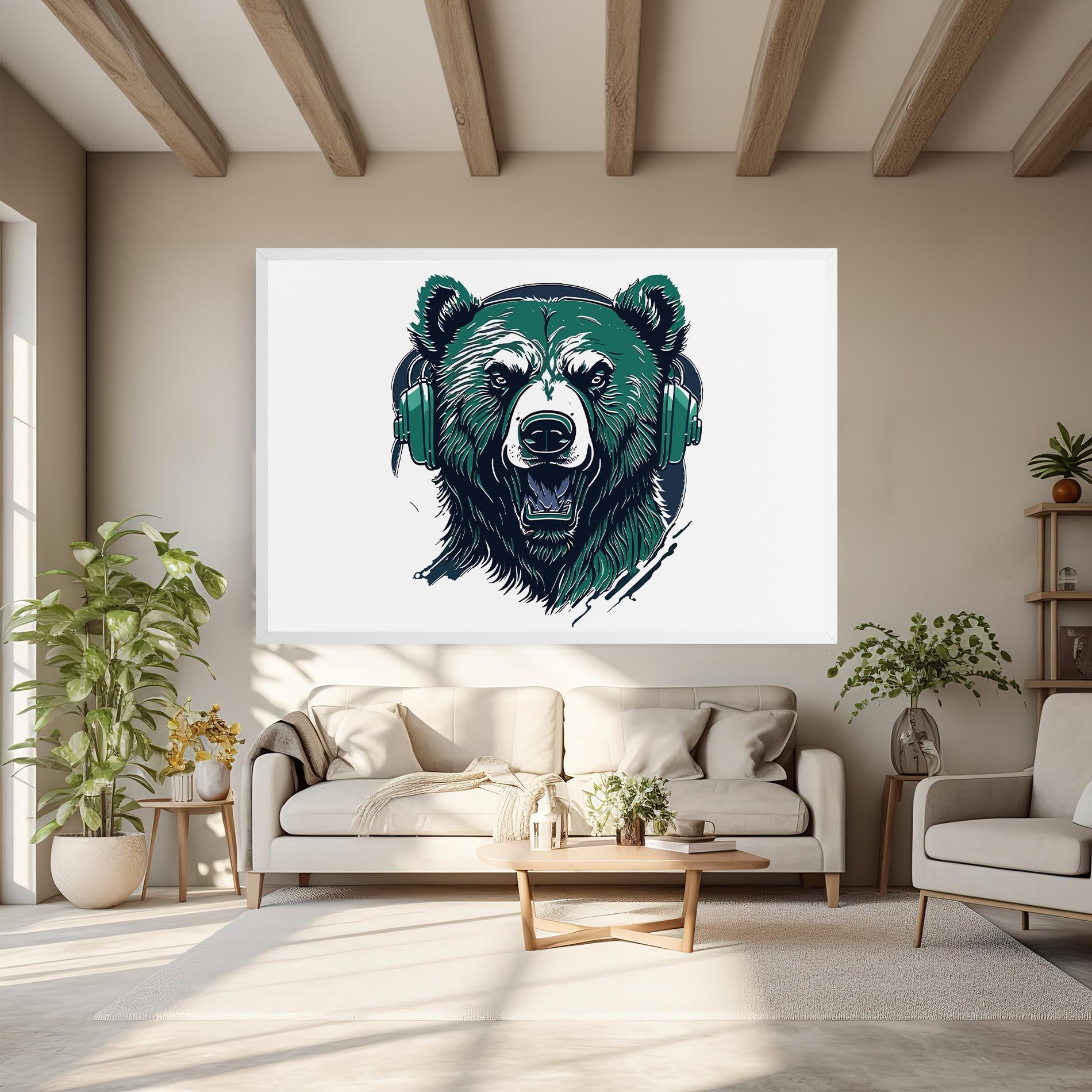 Obraz na Płótnie Green Music Bear mockup 6