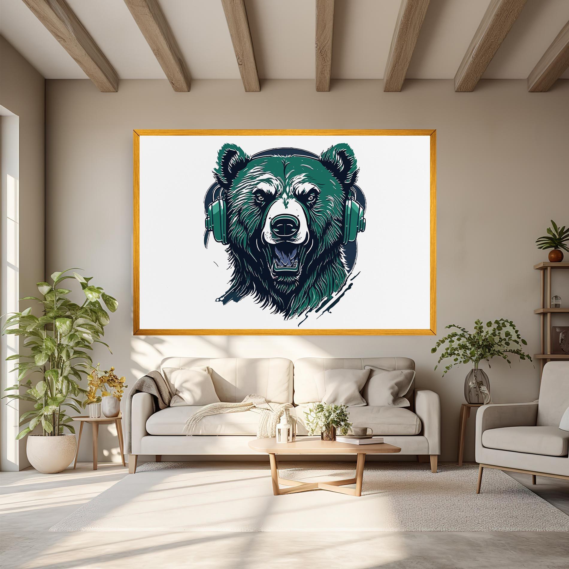 Obraz na Płótnie Green Music Bear mockup 6