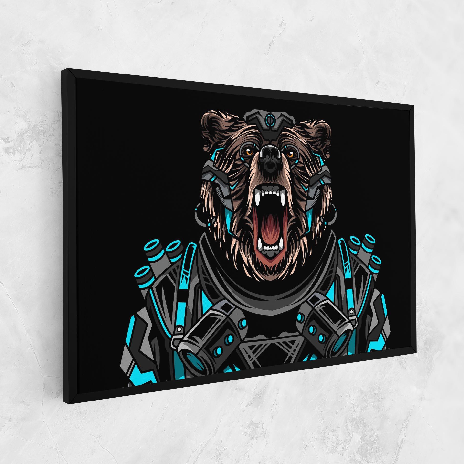 Obraz na Płótnie Black Cyborg Bear mockup 1