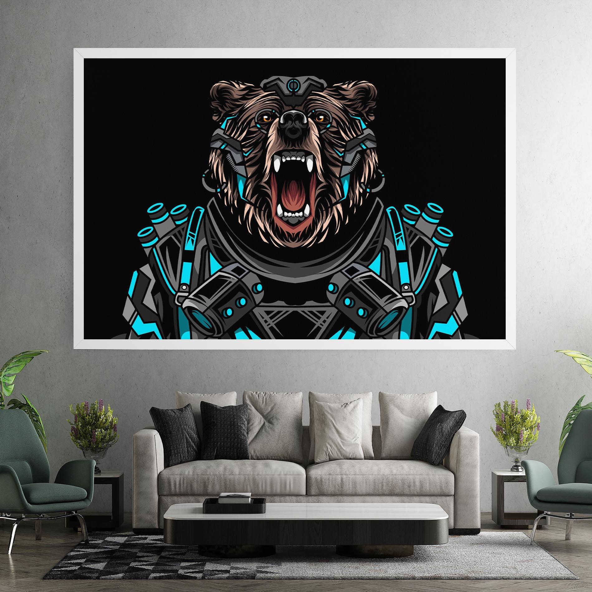 Obraz na Płótnie Black Cyborg Bear mockup 7