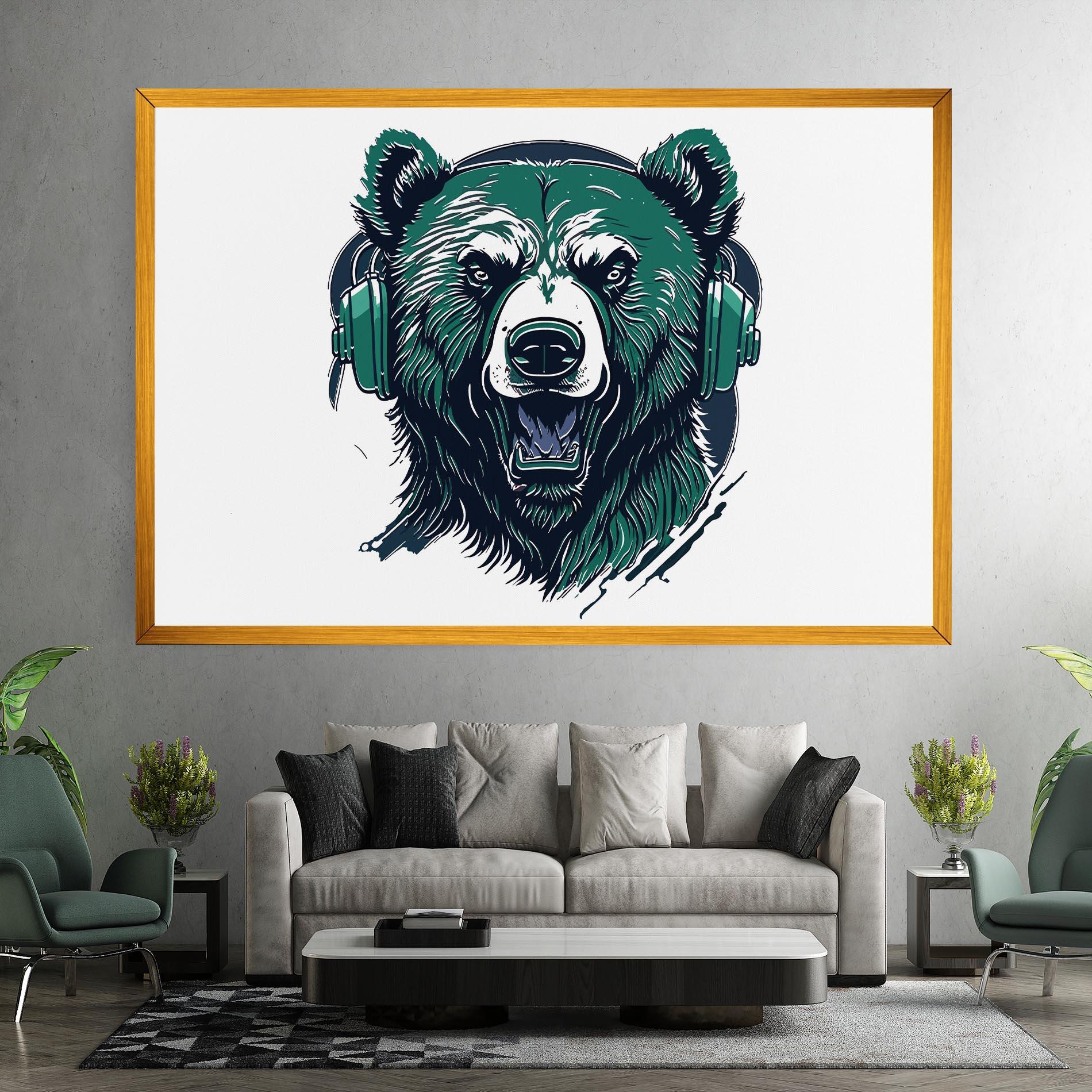 Obraz na Płótnie Green Music Bear mockup 7