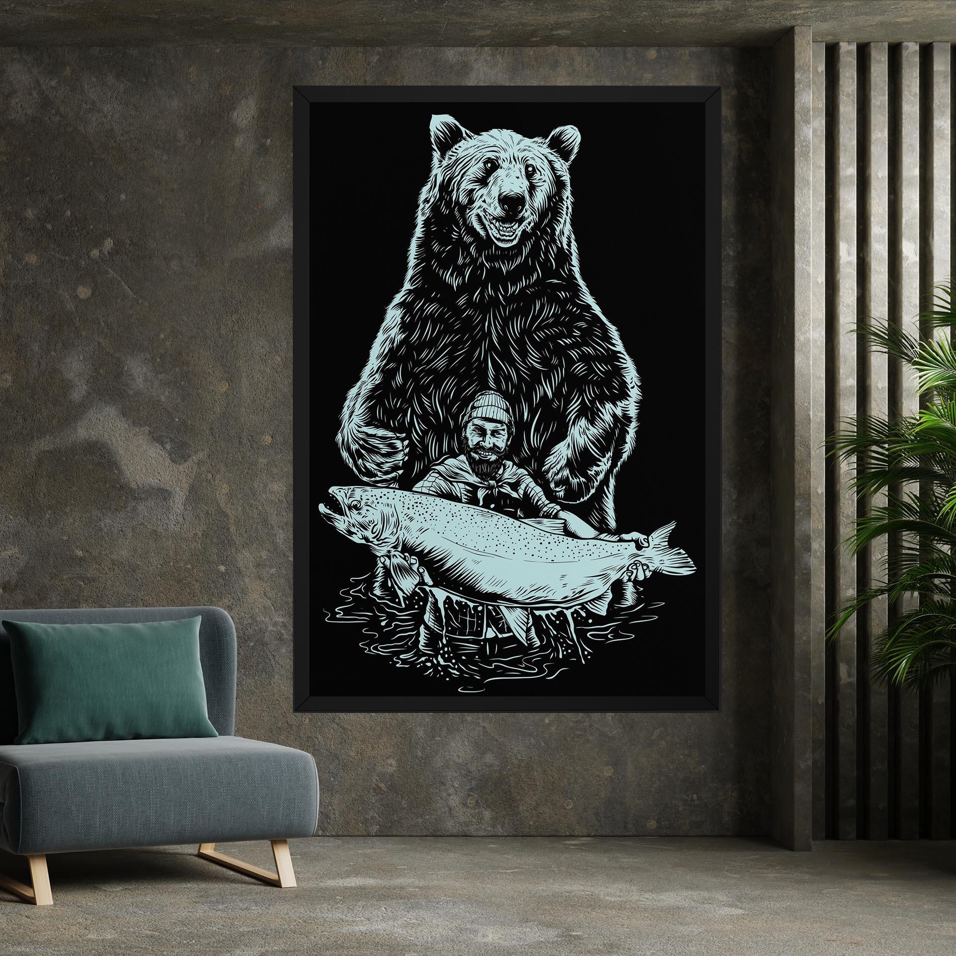 Obraz na Płótnie Fishing Bear mockup 7
