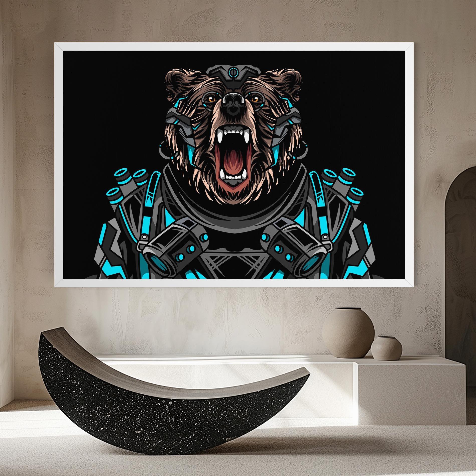 Obraz na Płótnie Black Cyborg Bear mockup 8