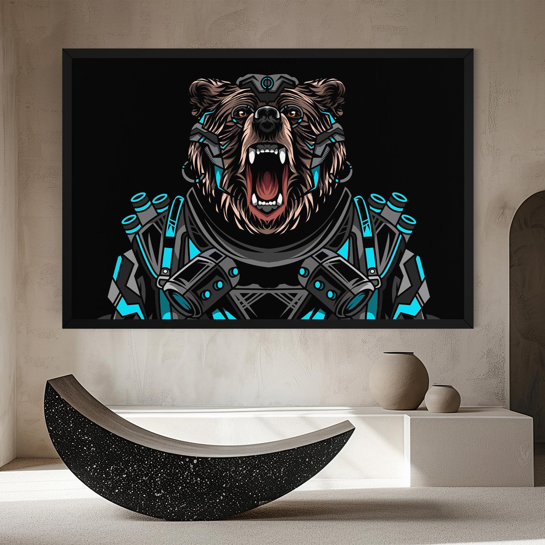 Obraz na Płótnie Black Cyborg Bear mockup 8