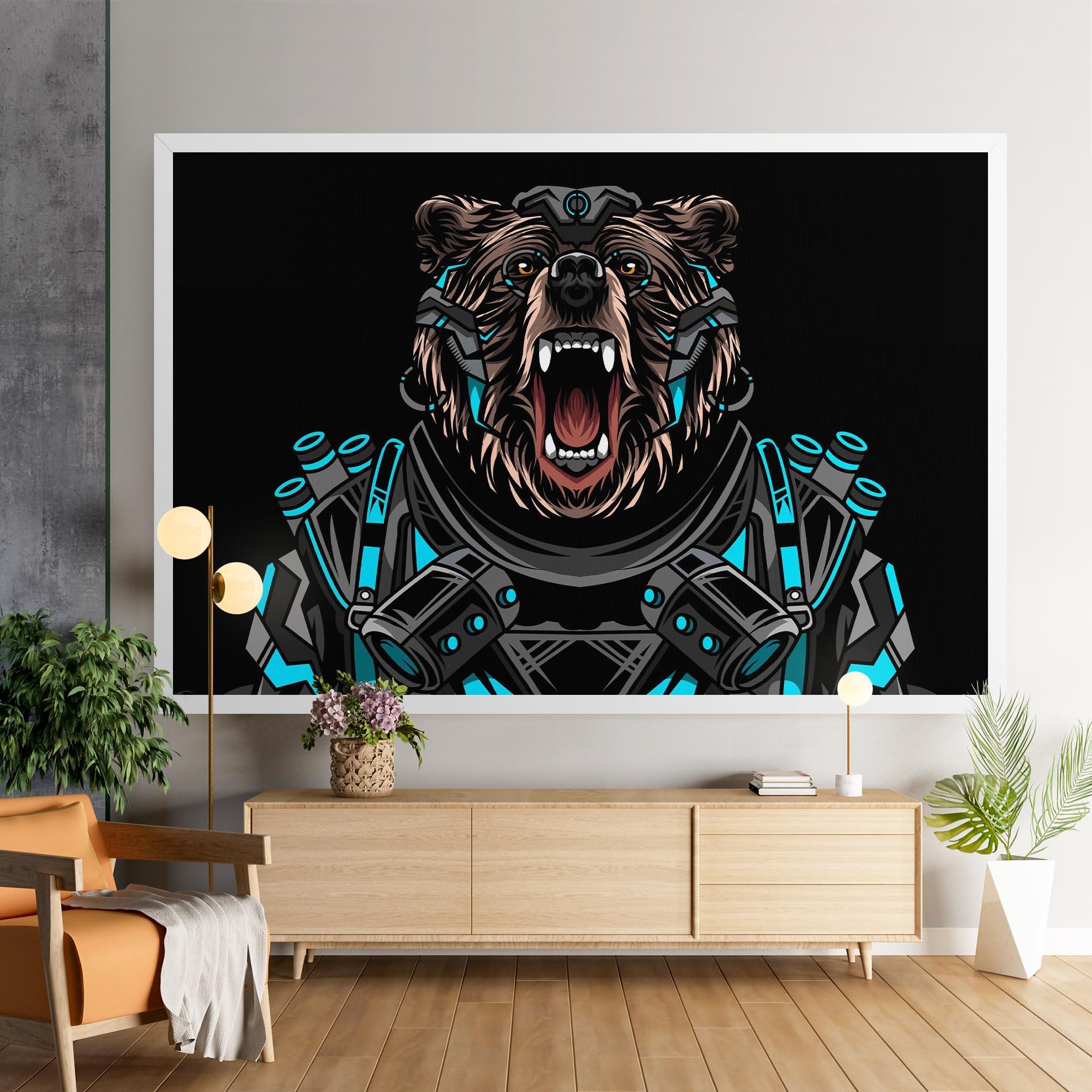 Obraz na Płótnie Black Cyborg Bear mockup 9