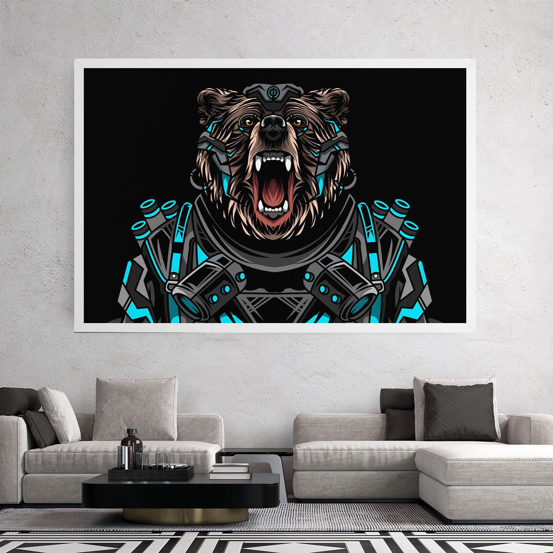 Obraz na Płótnie Black Cyborg Bear mockup 2