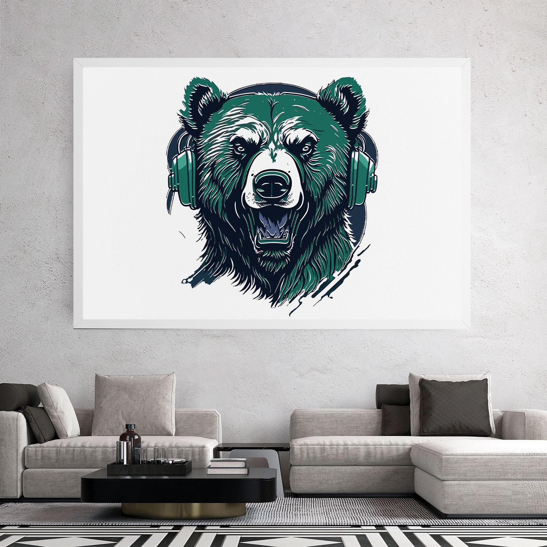 Obraz na Płótnie Green Music Bear mockup 2