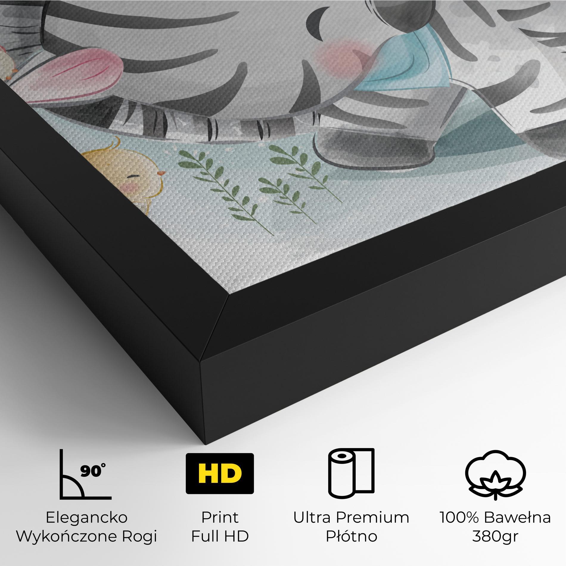 Obraz na Płótnie Zebra With Birds mockup 4