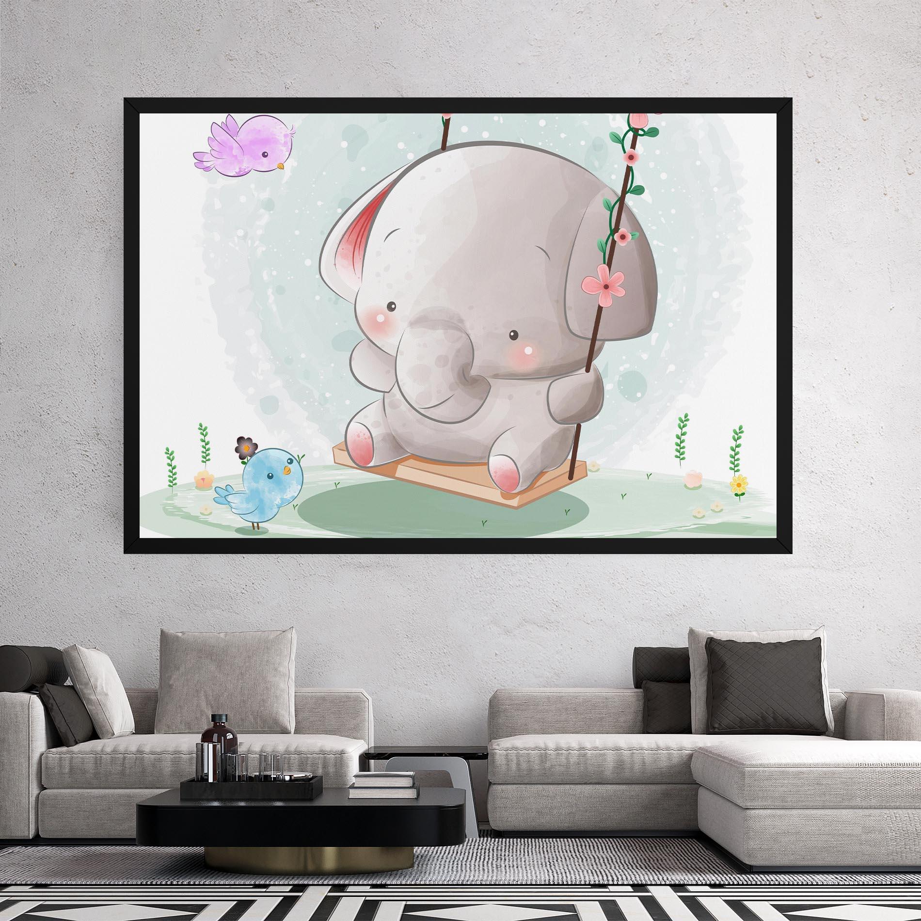 Obraz na Płótnie Bird Baby Elephant mockup 2