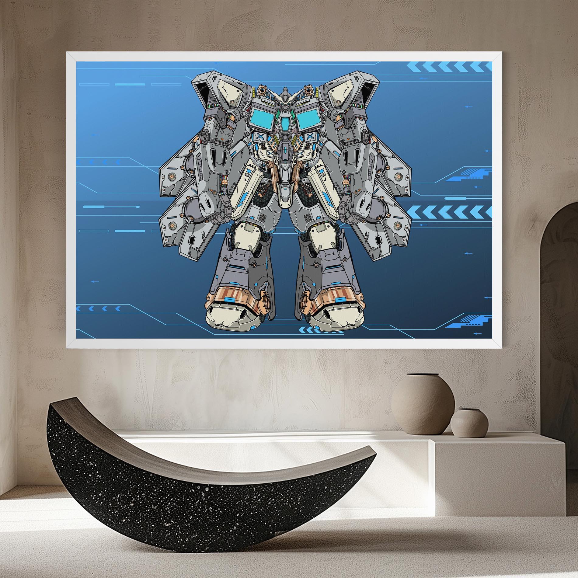 Obraz na Płótnie Blue Grey Robot mockup 8