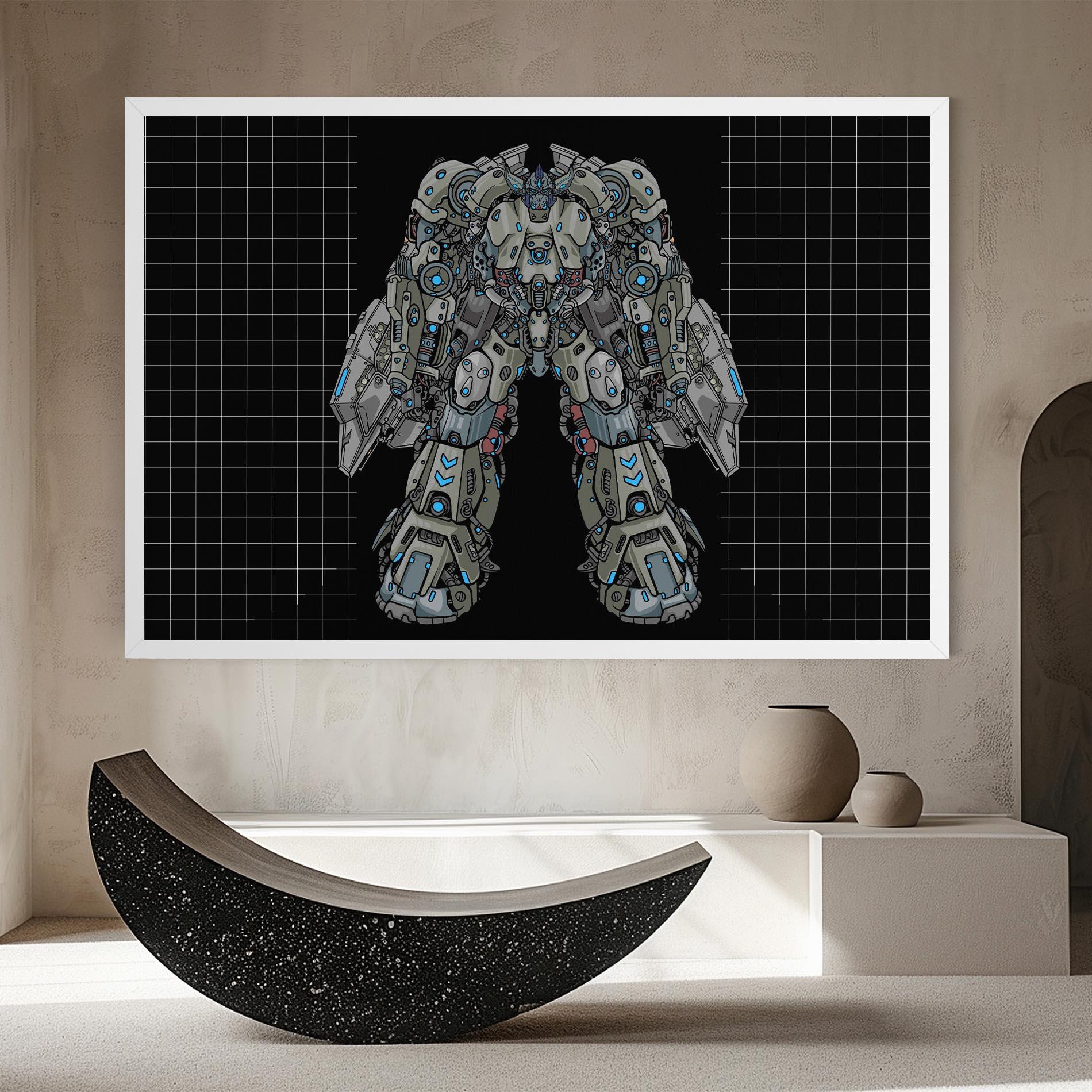 Obraz na Płótnie Grey Blue Robot mockup 8