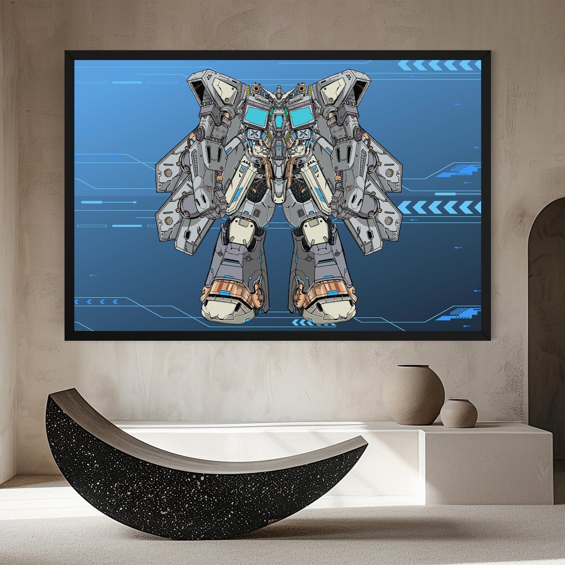 Obraz na Płótnie Blue Grey Robot mockup 8