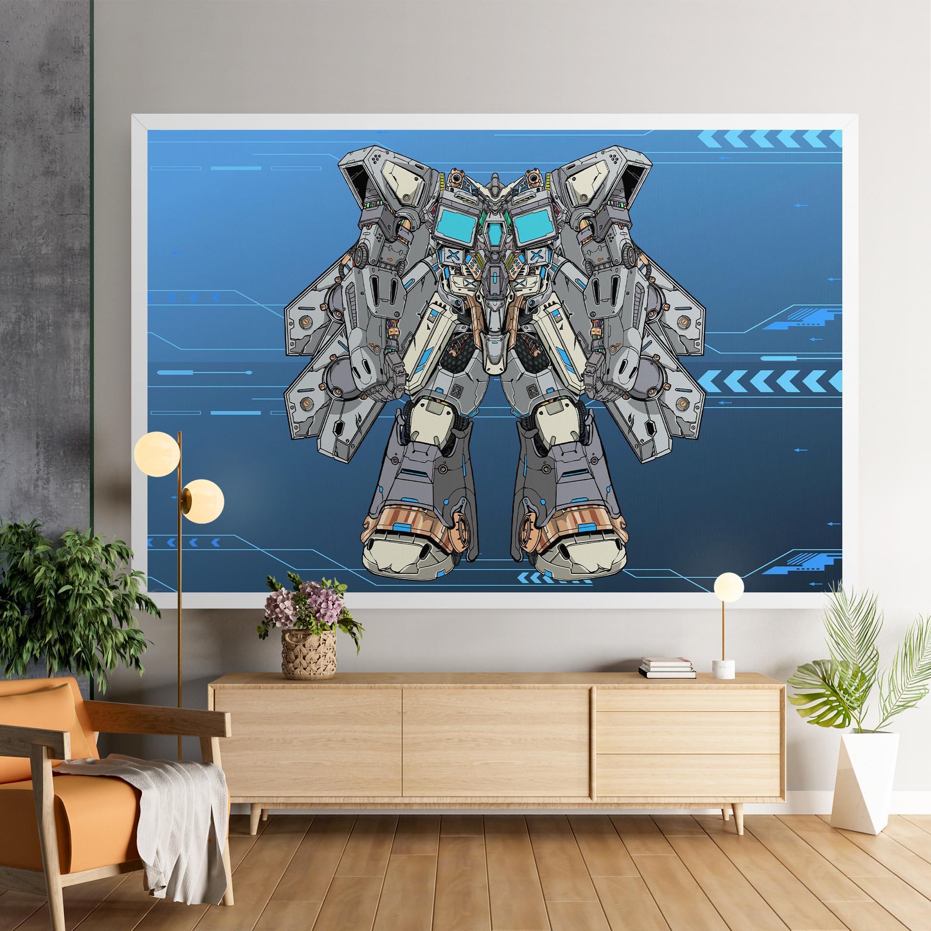 Obraz na Płótnie Blue Grey Robot mockup 9