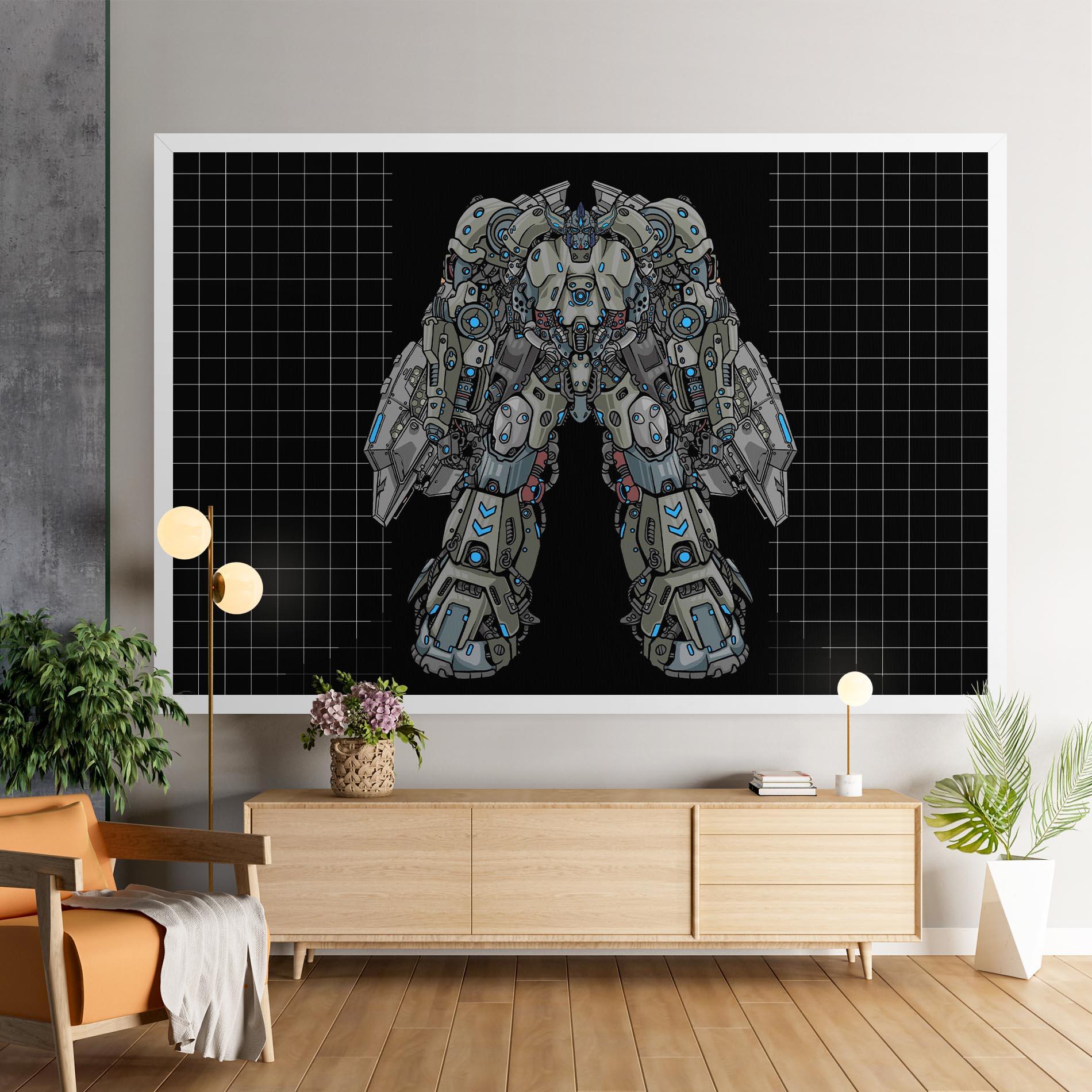Obraz na Płótnie Grey Blue Robot mockup 9
