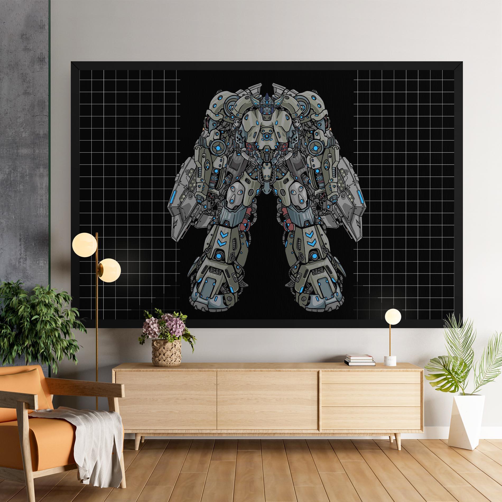 Obraz na Płótnie Grey Blue Robot mockup 9