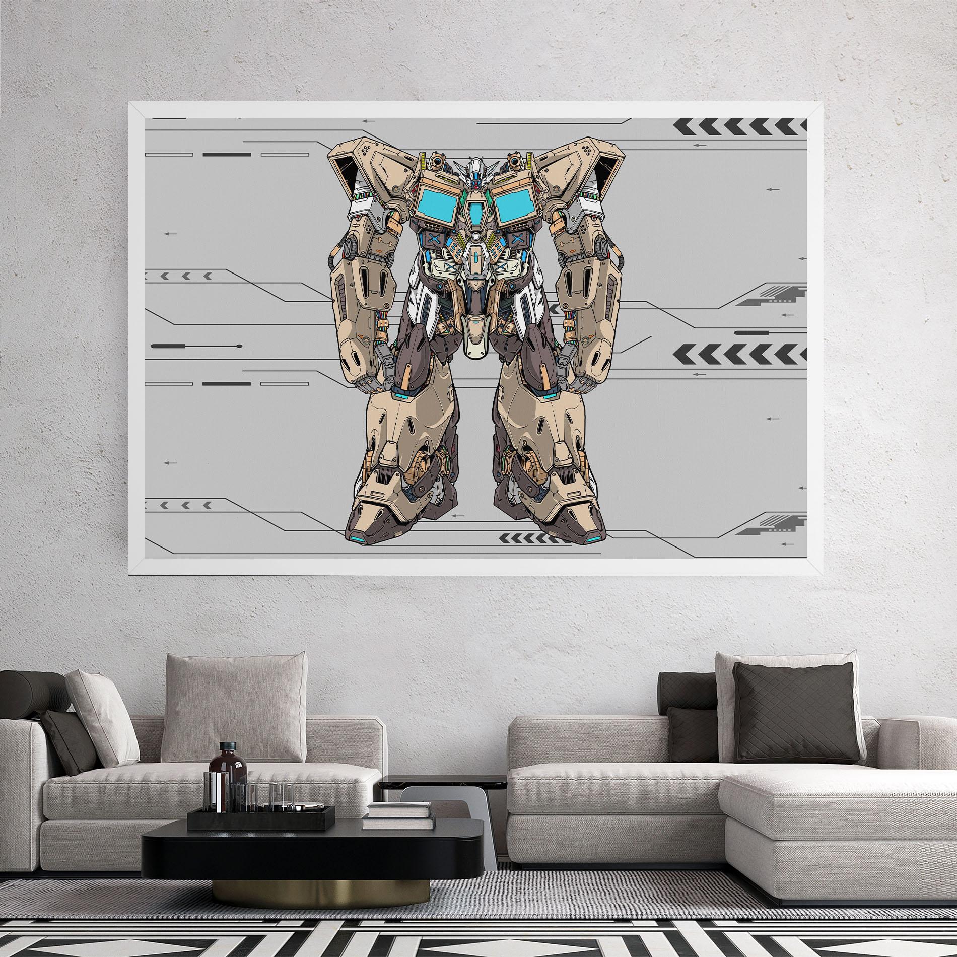 Obraz na Płótnie Cream Blue Robot mockup 2