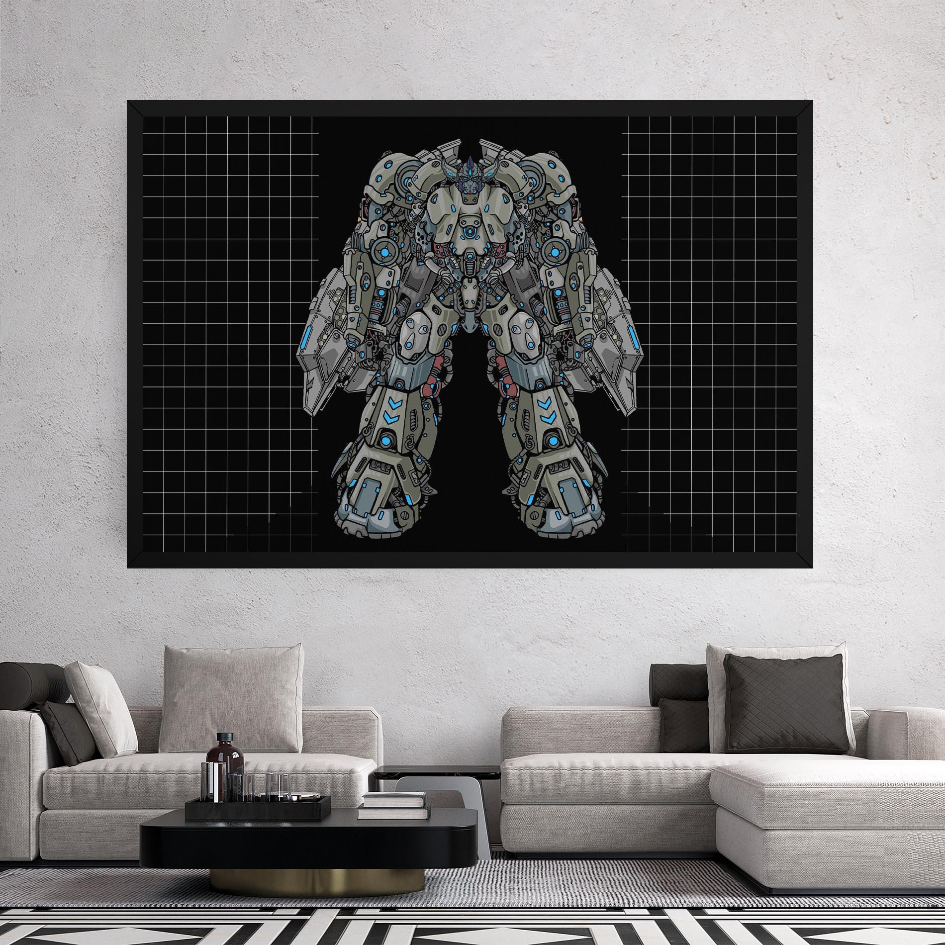 Obraz na Płótnie Grey Blue Robot mockup 2