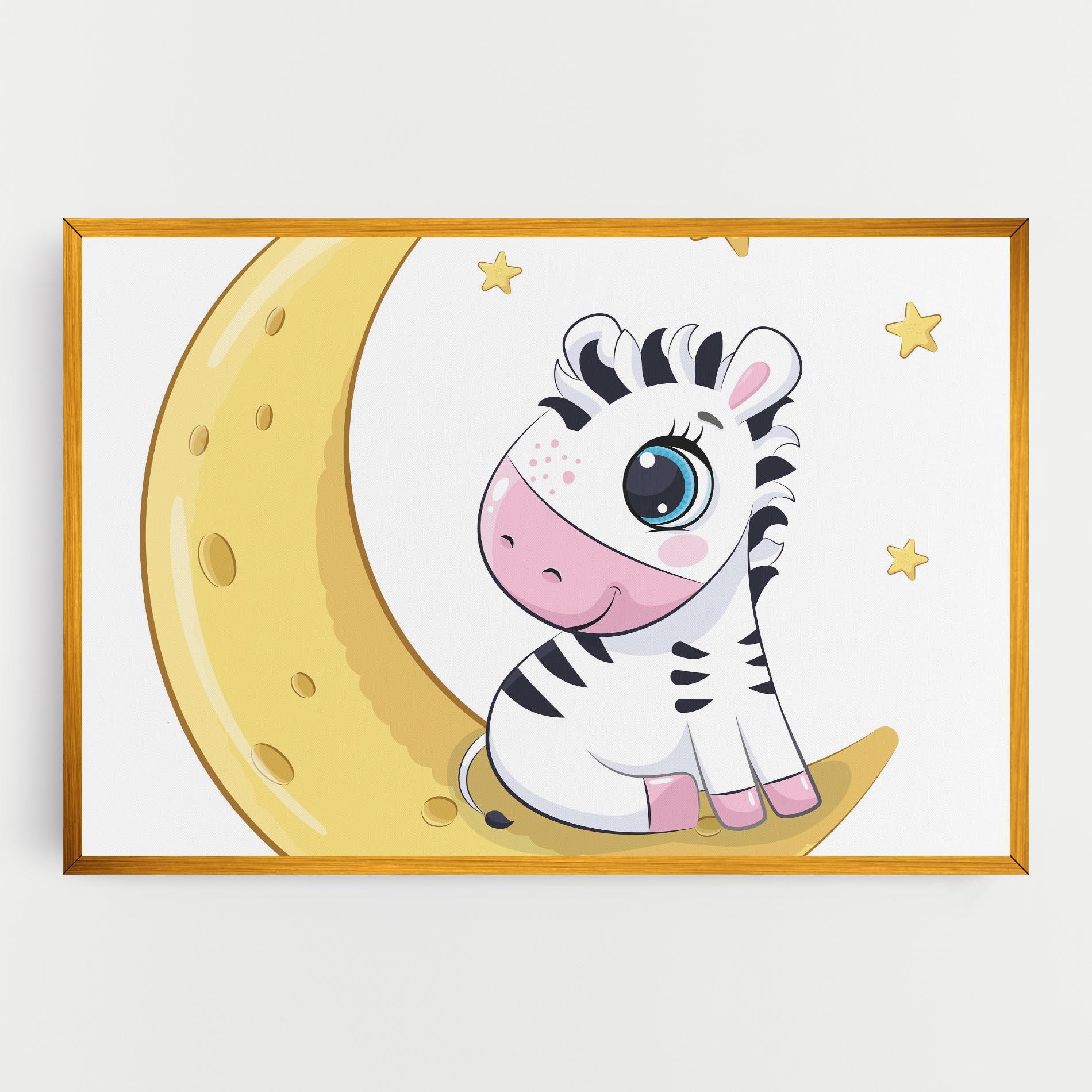 Obraz na Płótnie Cute Zebra Moon mockup 0