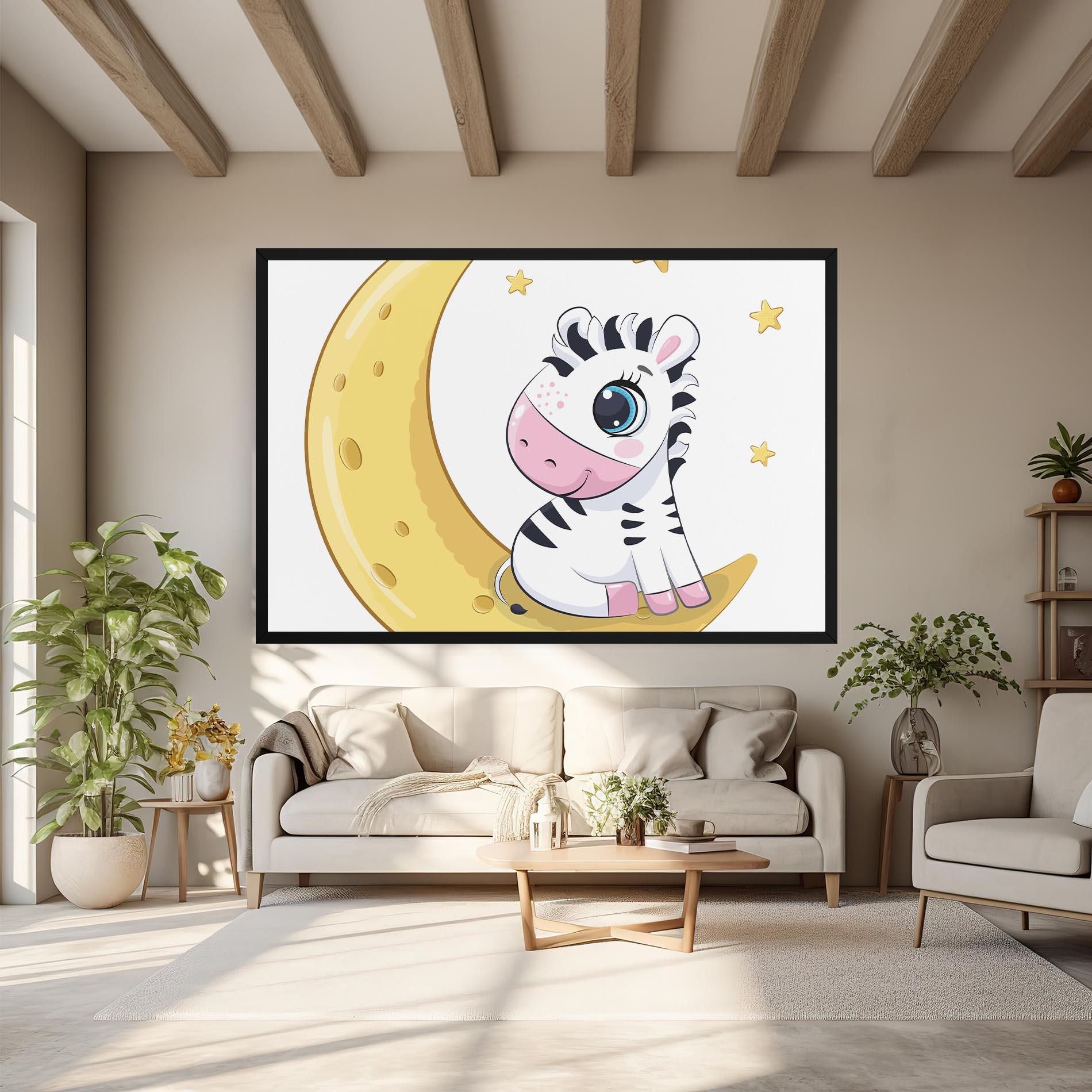 Obraz na Płótnie Cute Zebra Moon mockup 6