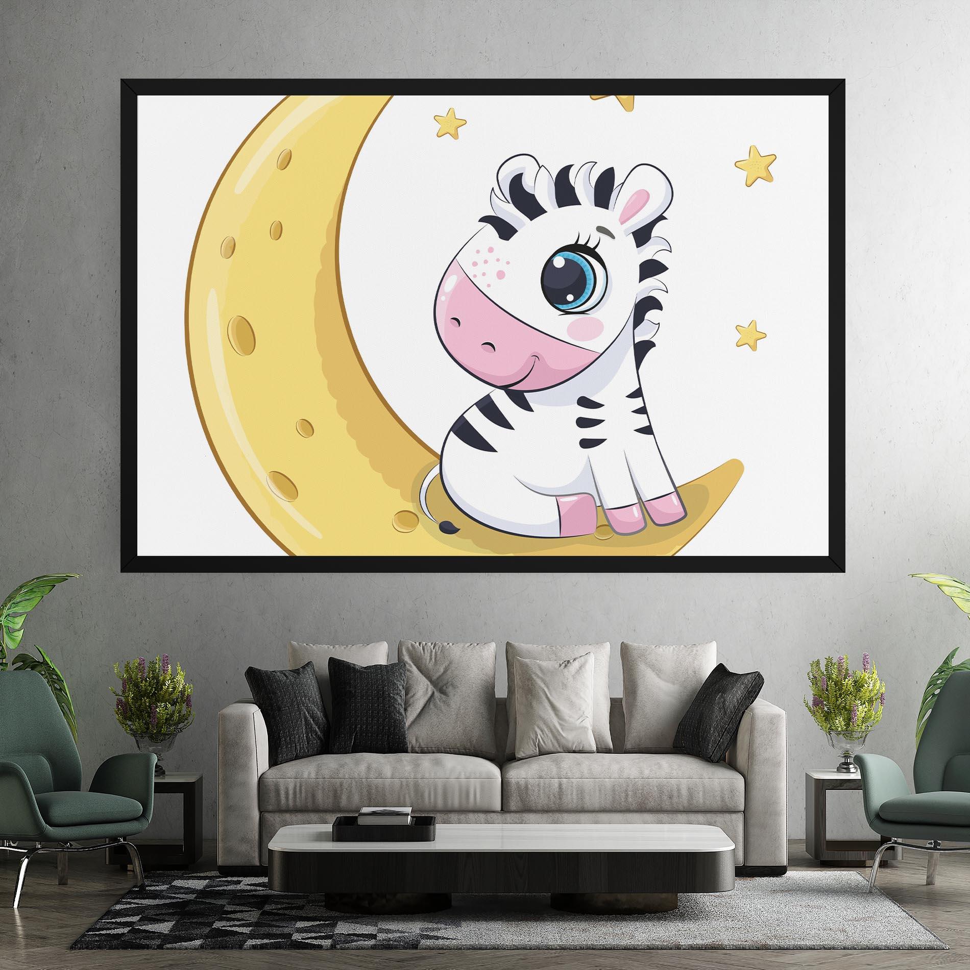 Obraz na Płótnie Cute Zebra Moon mockup 7