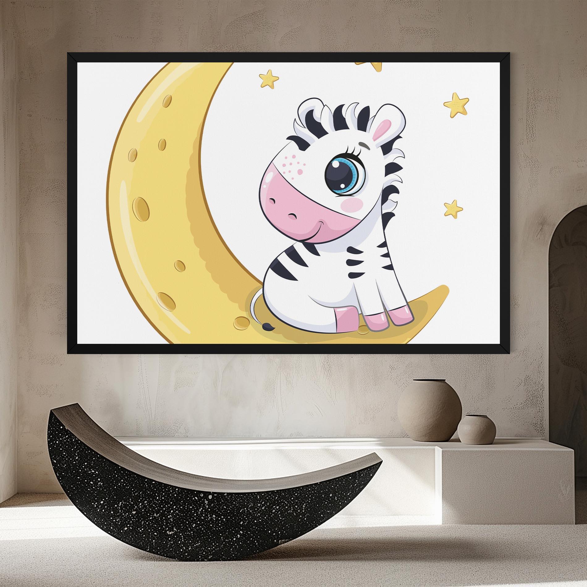 Obraz na Płótnie Cute Zebra Moon mockup 8