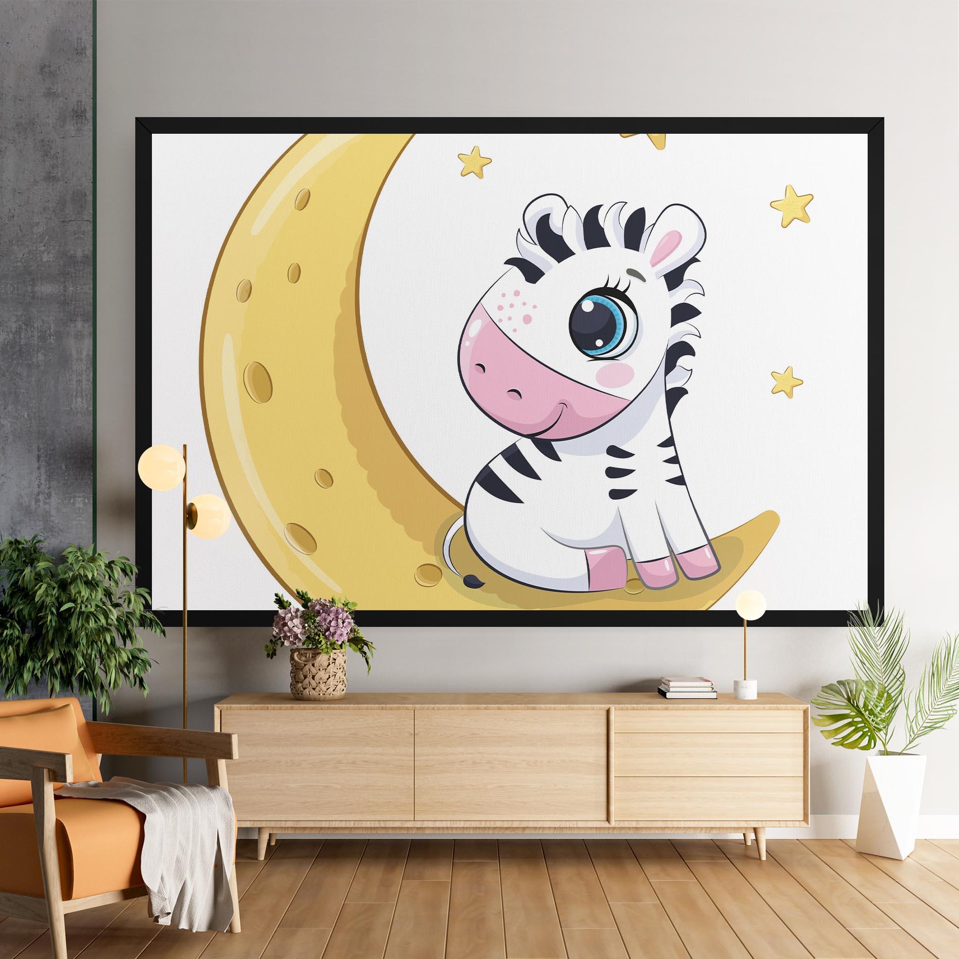Obraz na Płótnie Cute Zebra Moon mockup 9