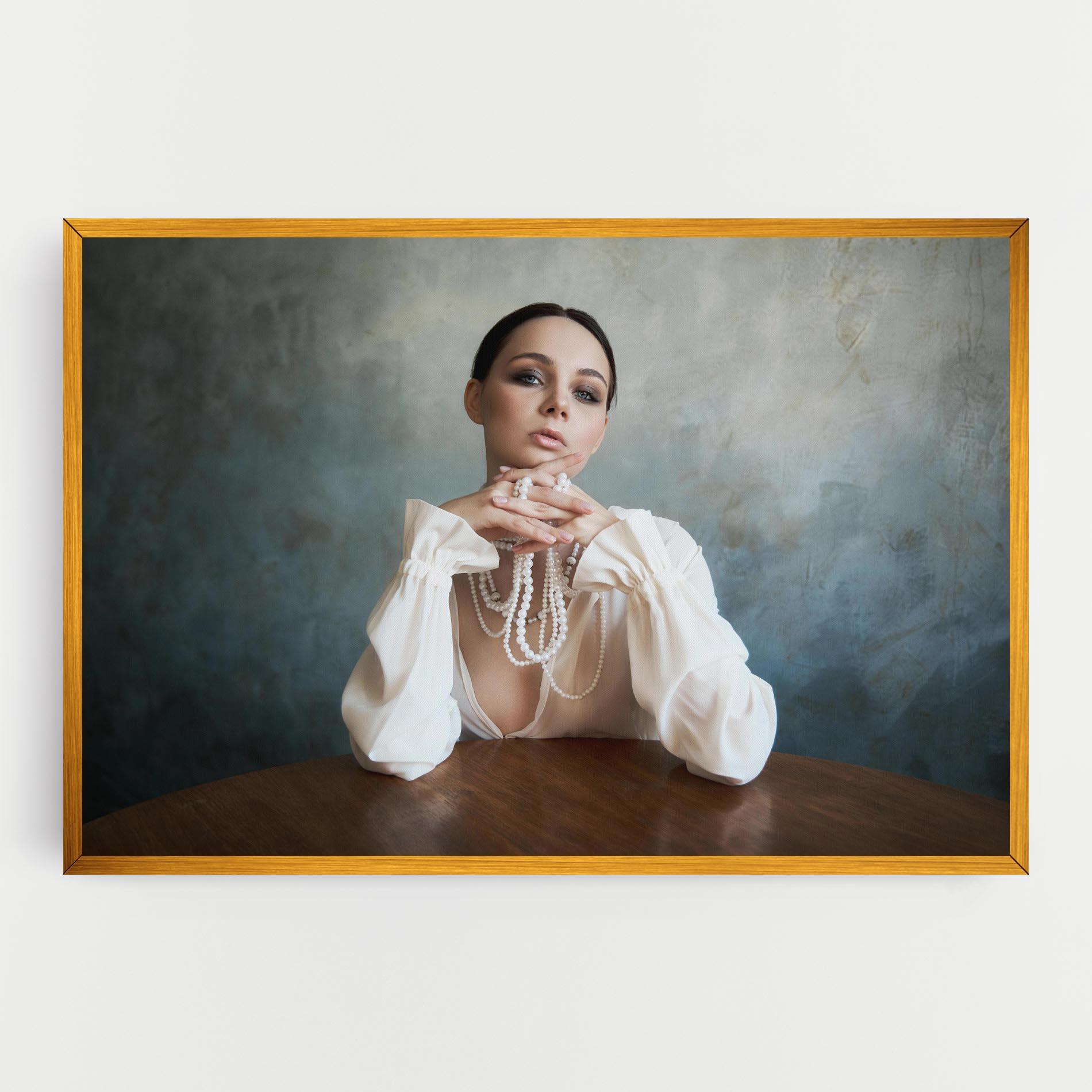 Obraz na Płótnie Girl White Pearls mockup 0