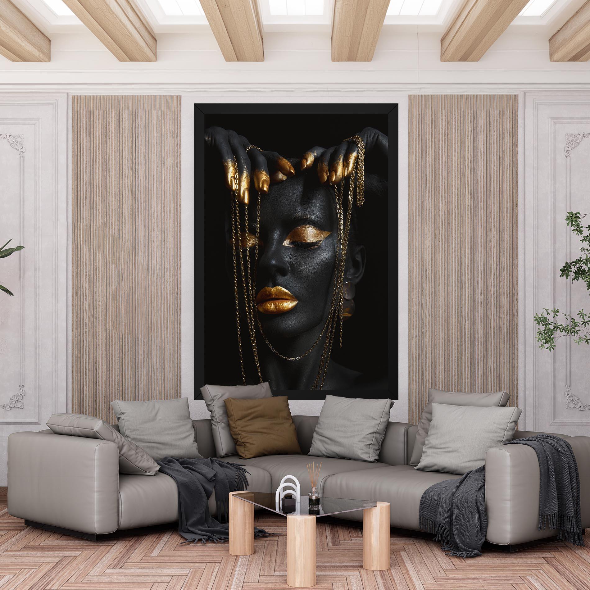 Obraz na Płótnie Black Gold Chain Makeup mockup 6