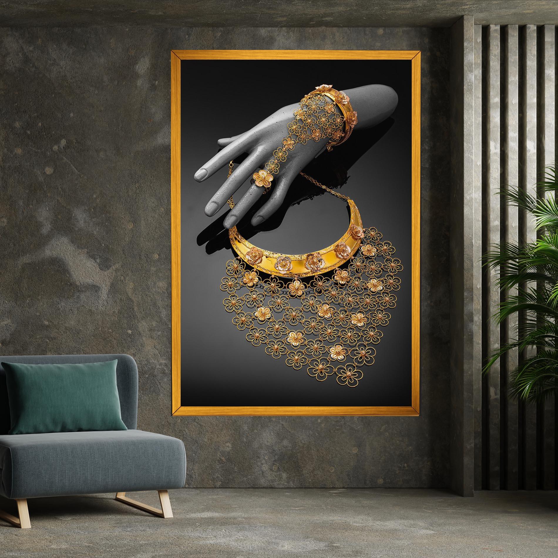 Obraz na Płótnie Golden Jewelery Set mockup 7